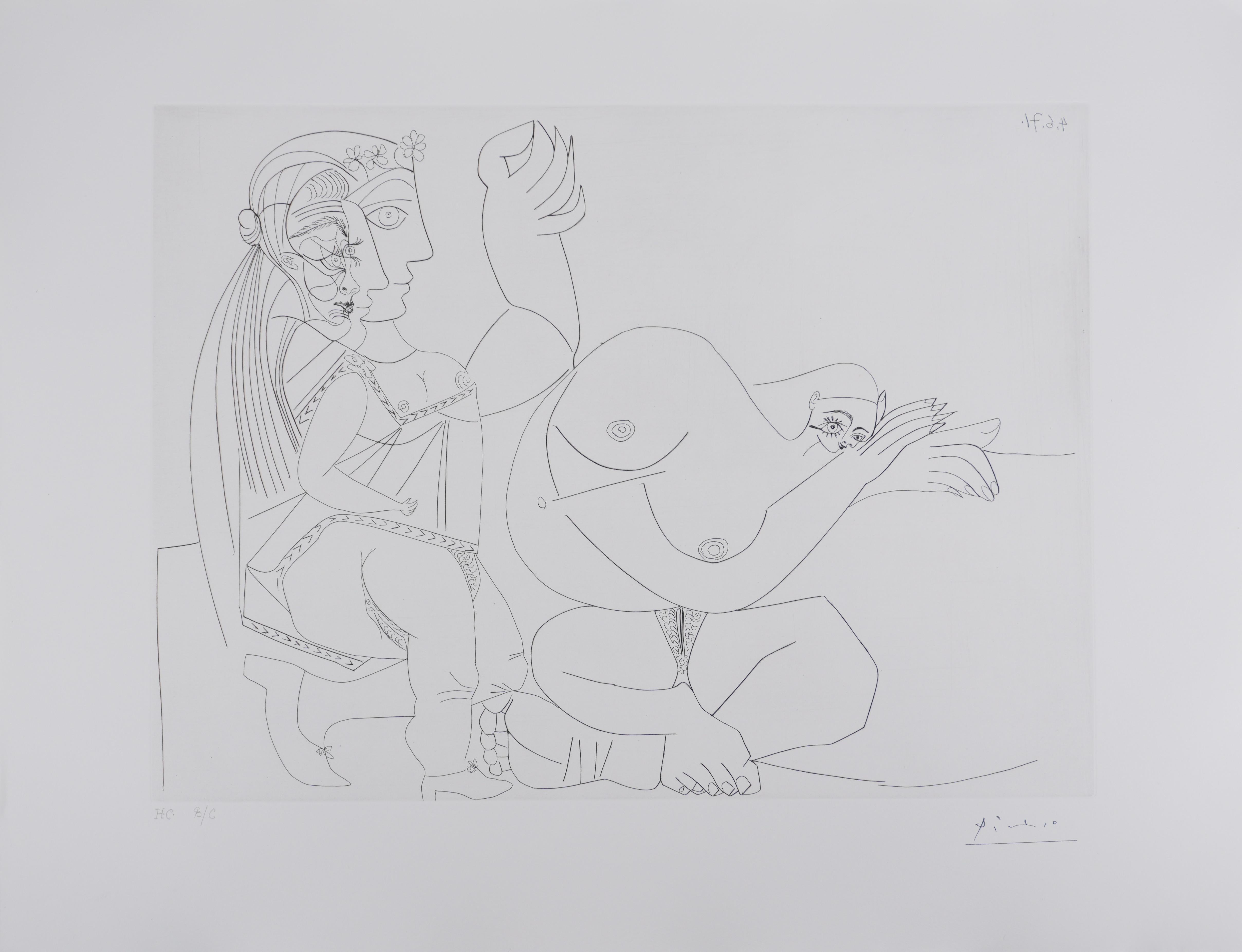 Pablo Picasso Nude Print - The 156, Woman with Three Profiles... - Original Etching, Signed (Baer #2006)