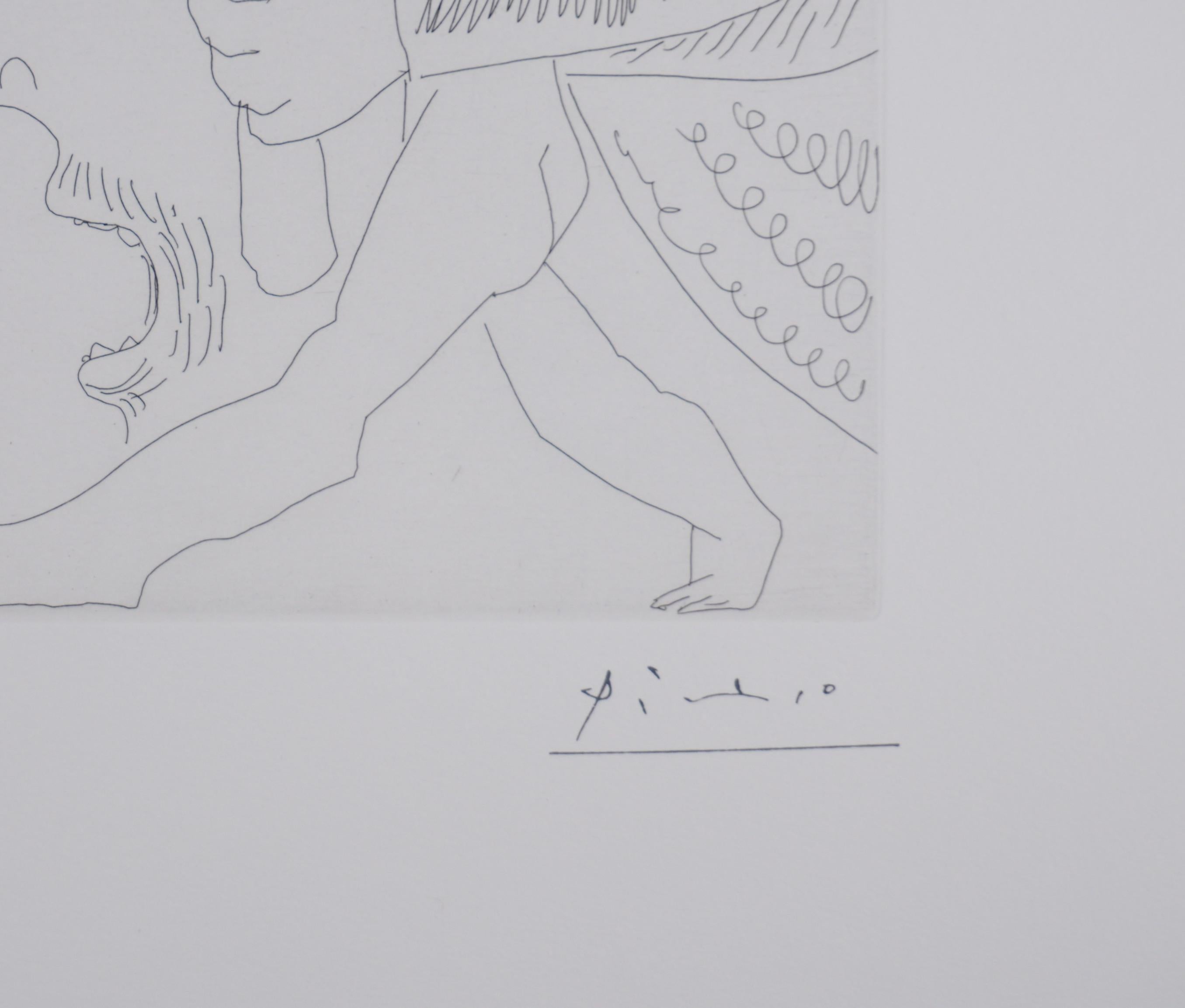 The 156, Young Painter with an Owl - Original Etching, Signed (Baer #1905) - Print by Pablo Picasso