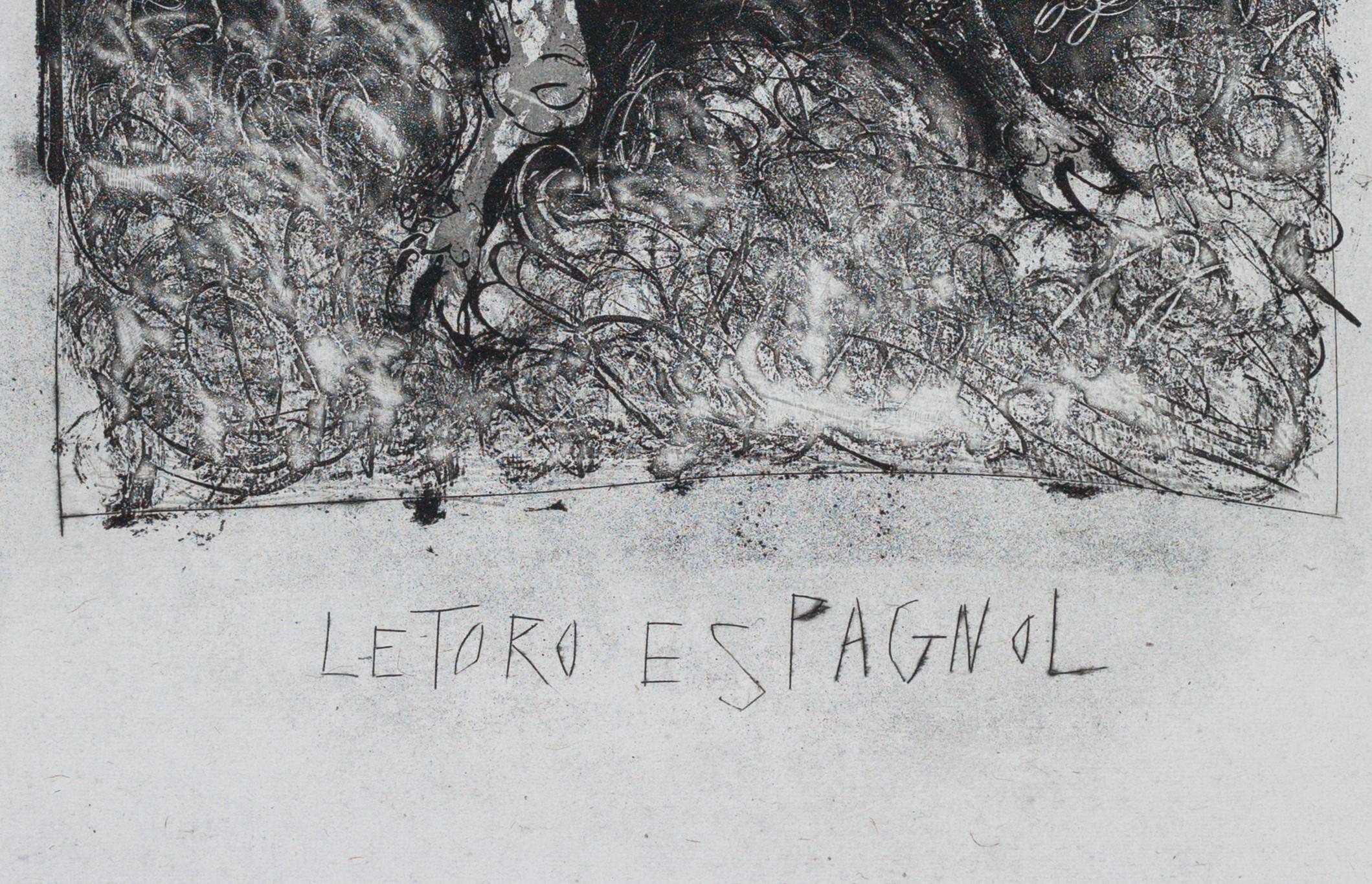 Le taureau, 1942 (Histoire Naturelle - Textes de Buffon, B.331) - Gris Animal Print par Pablo Picasso