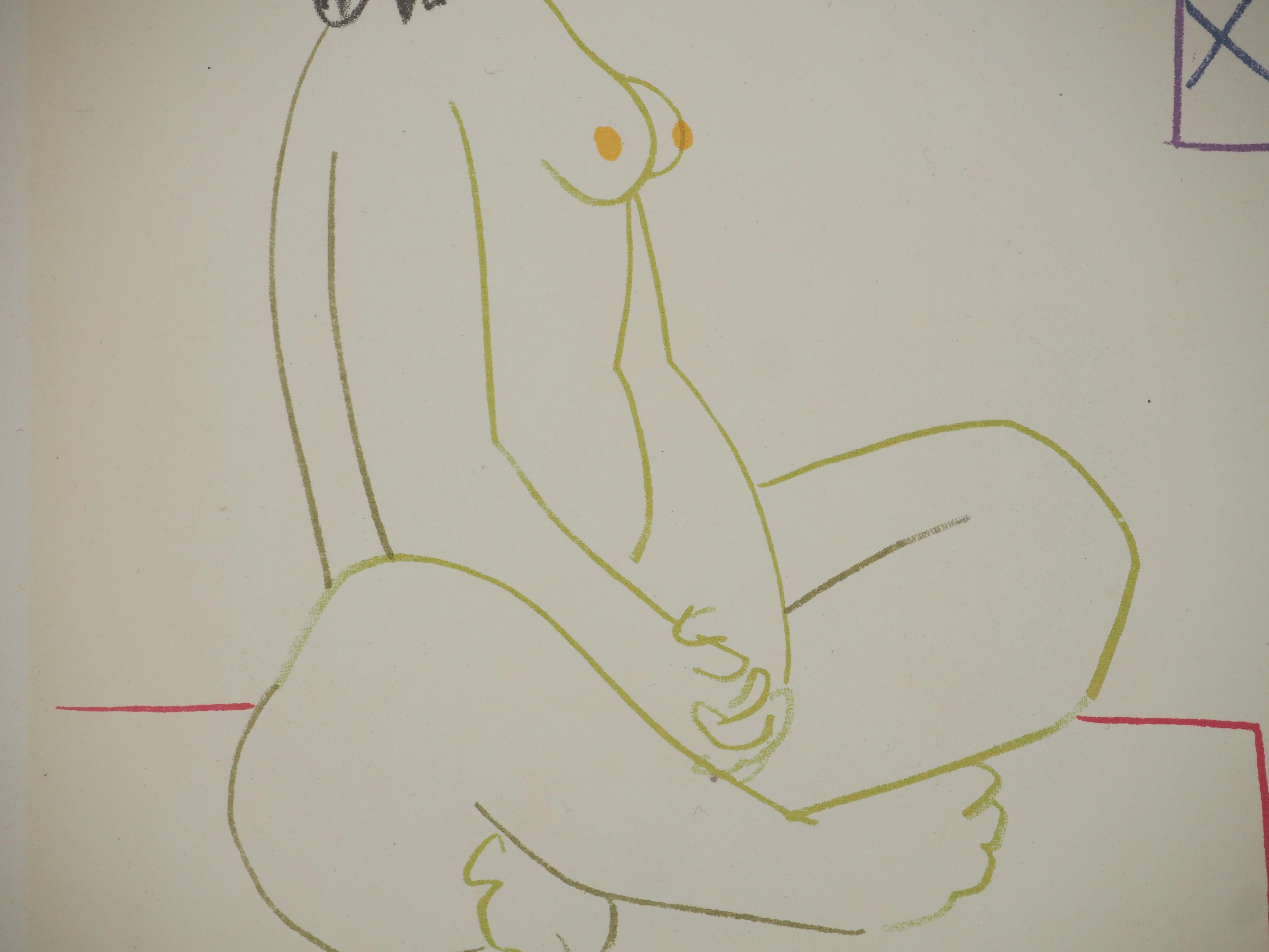 Pablo PICASSO (1881-1973)
Comédie Humaine, El artista disfrazado y su modelo, , 1954

Litografía original (taller Mourlot) 
Sin signo
Sobre papel 26,5 x 35,5 cm (c. 10,2 x 13,7 pulg.)

INFORMACIÓN : Creado para la carpeta Verve n°29-30 