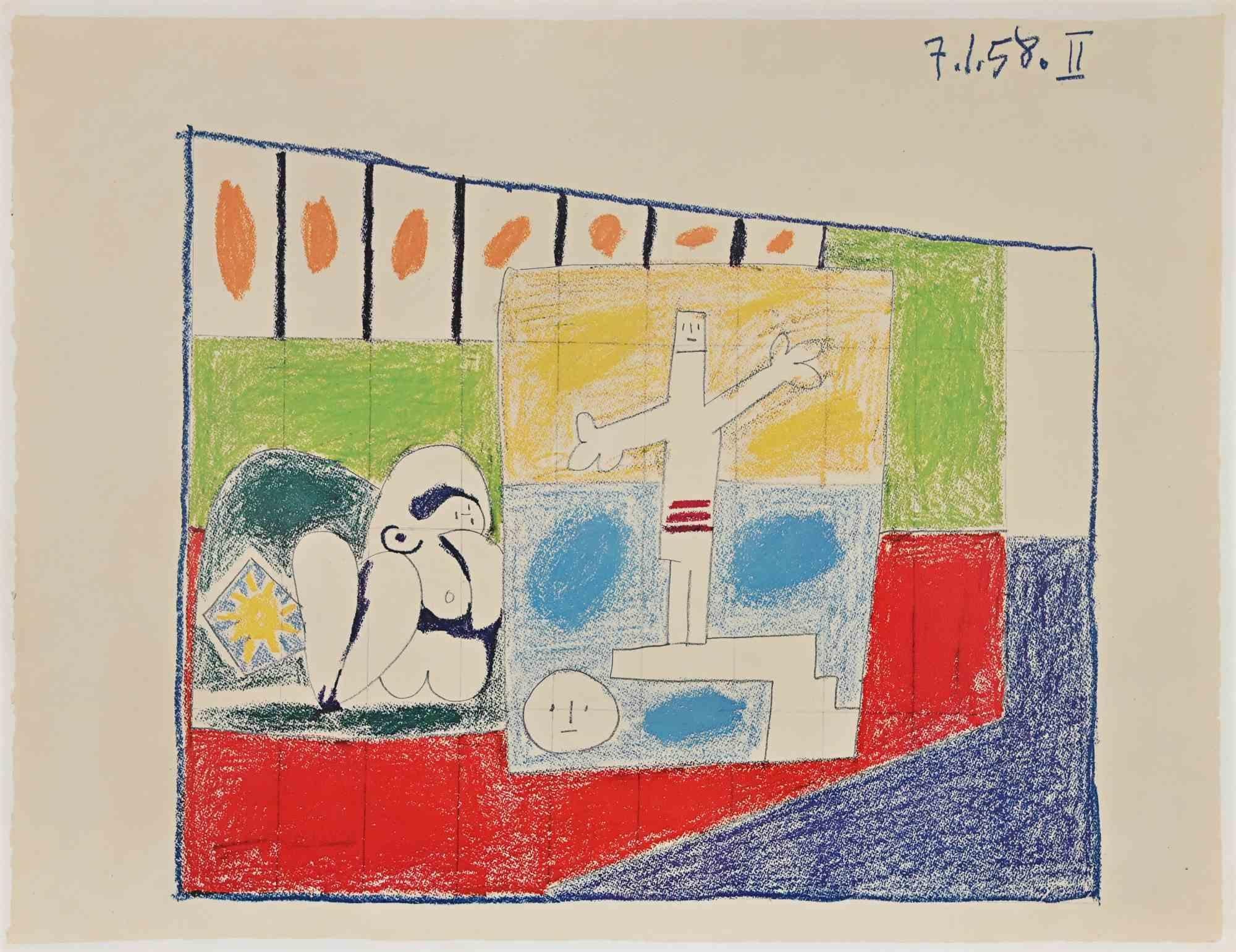 Der Sturz des Ikarus ist eine alte Fotolithografie, die 1958 nach Pablo Picasso entstand.

Originaltitel: "La Chute d'Icare"

Es wurde für die "Dekoration des Foyer des délégués, Unesco-Palast in Paris: Serie von vorbereitenden Studien in Schwarz