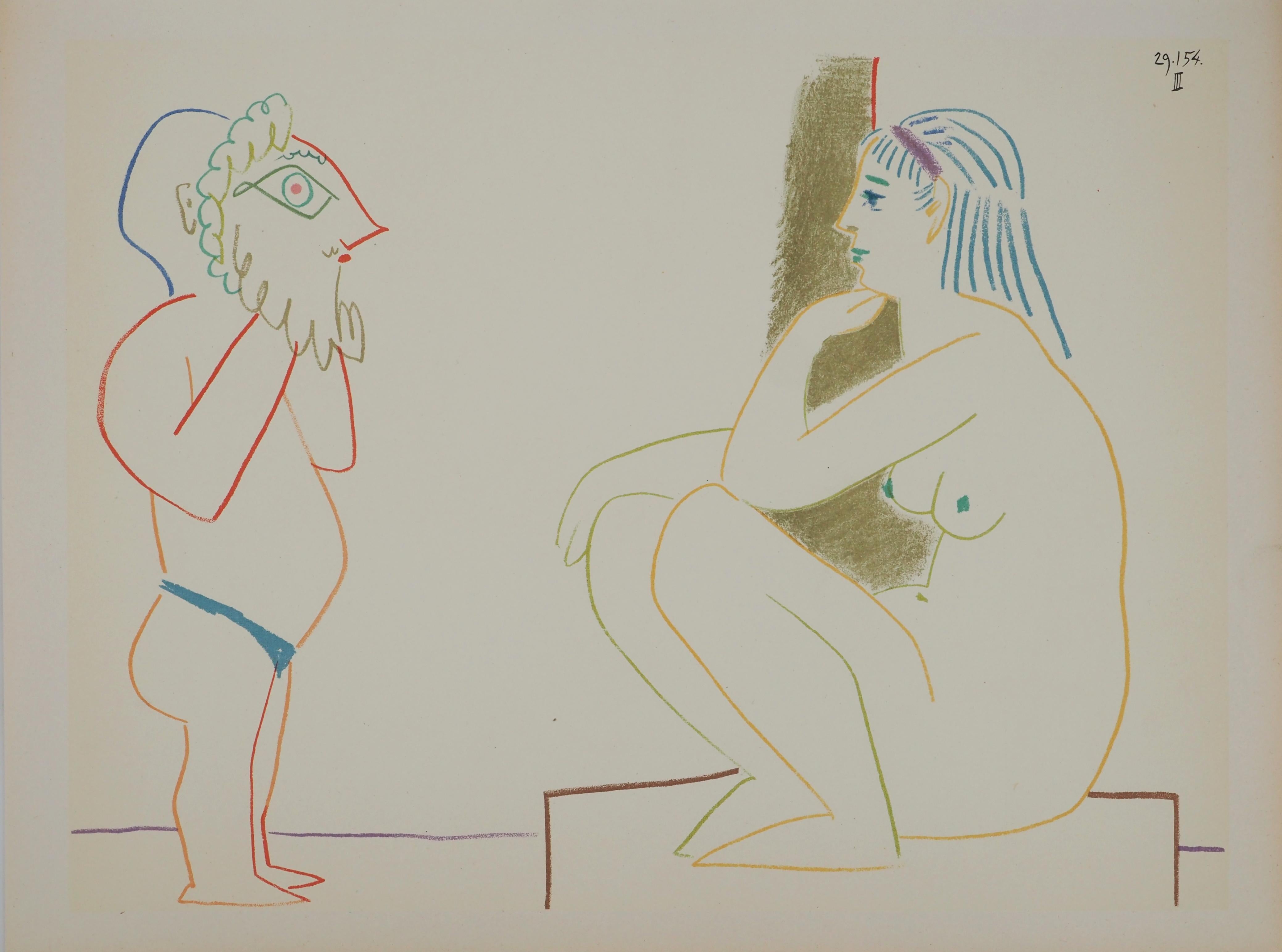 Pablo Picasso Figurative Print - The Little Old Man with a Mask - Original Lithograph (Mourlot)