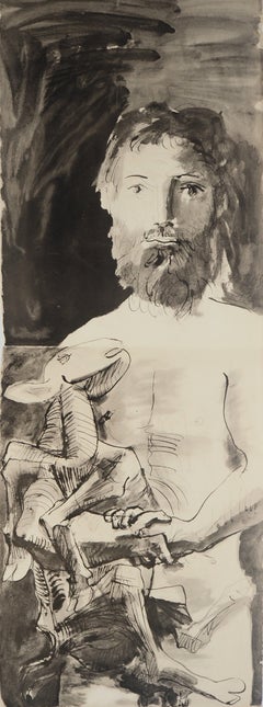 L'uomo con la capra - Litografia e stencil (Jacomet)