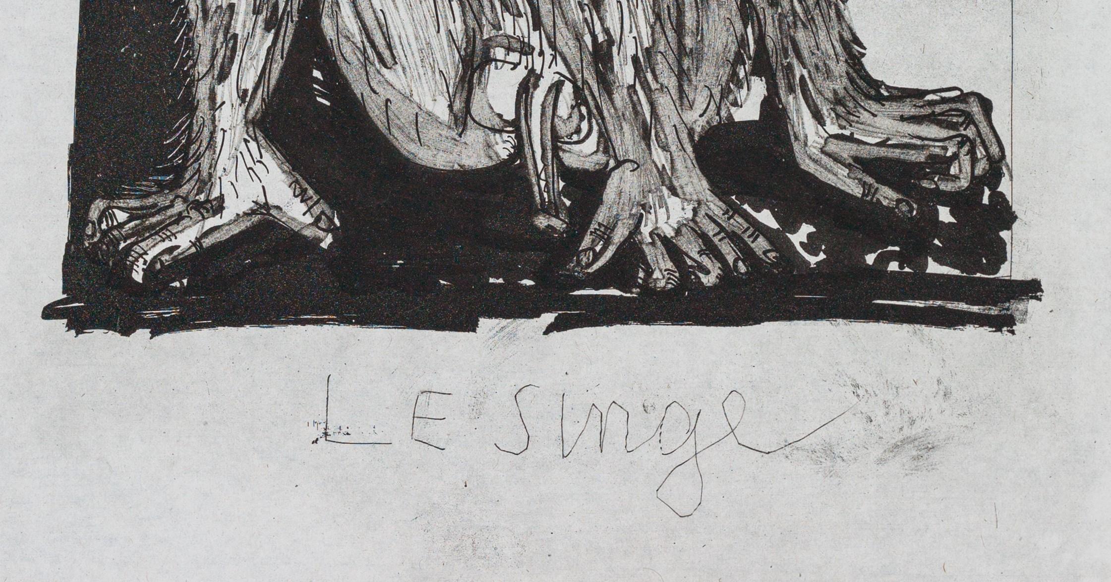 Le singe, 1942 (Histoire Naturelle - Textes de Buffon, B.339) - Gris Animal Print par Pablo Picasso