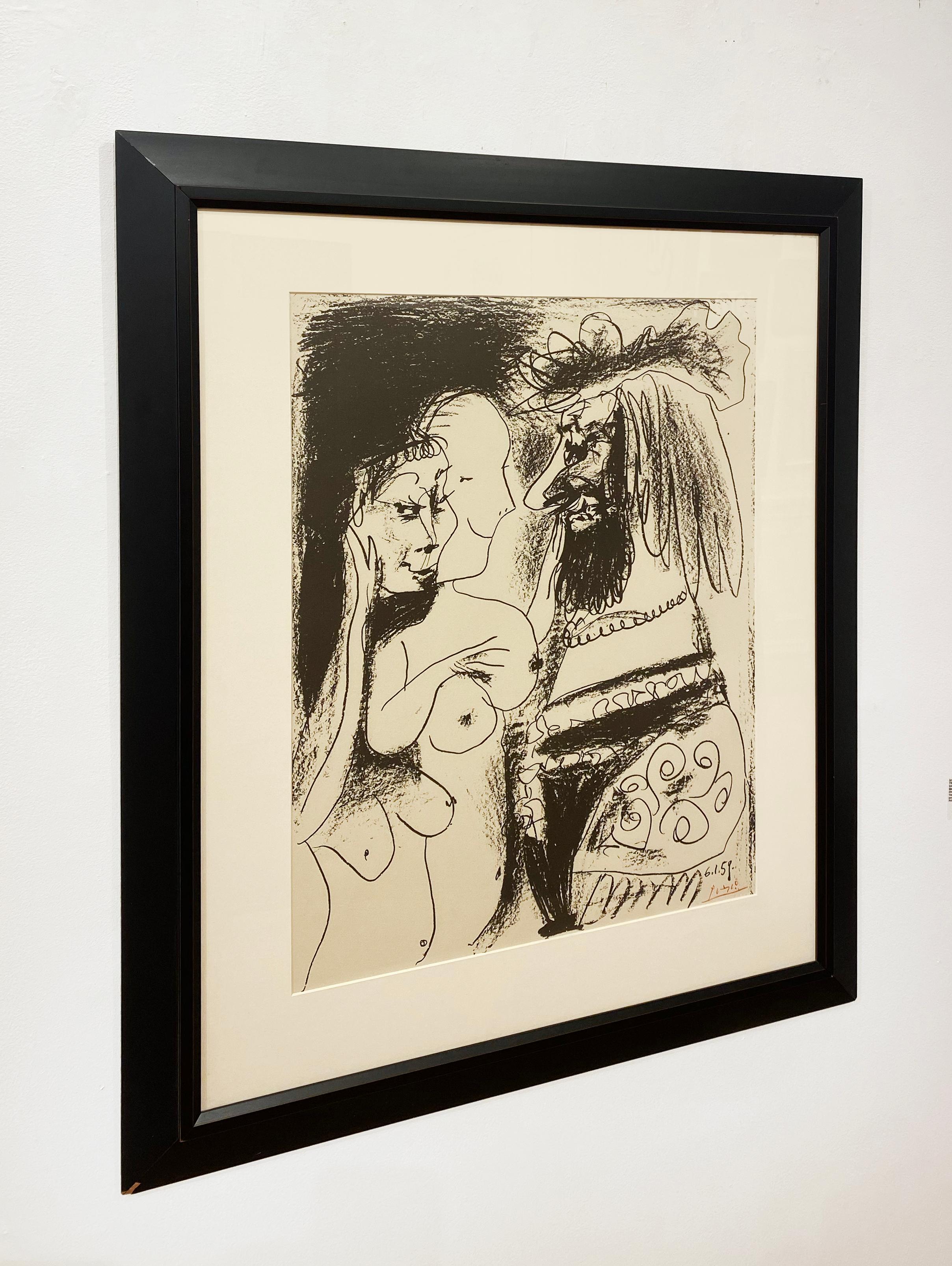 Artist:  Picasso, Pablo
Title:  The Old King (Le Vieux Roi)
Date:  1959
Medium:  Lithograph
Framed Dimensions:  37.5