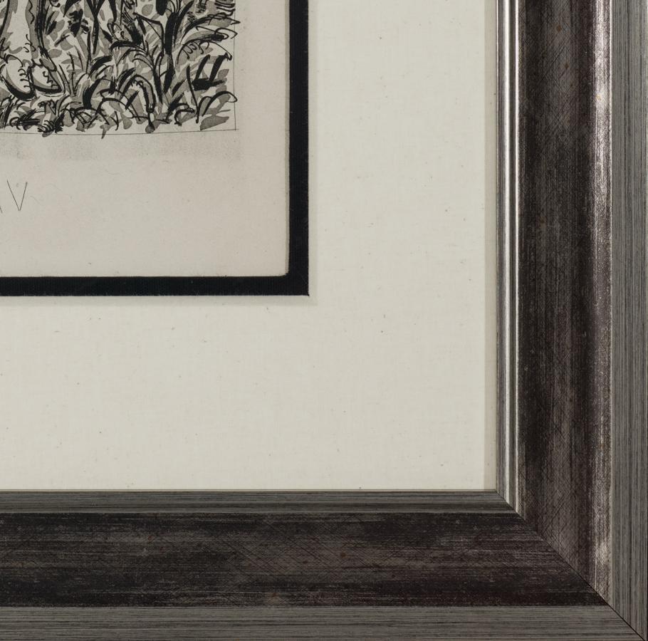 Der Ochse ist ein Aquatinta- und Kaltnadelabzug auf Pergament aus einer der Luxusausgaben von Picassos 1942 erschienener Serie Histoire Naturelle - Textes de Buffon. Das Bild ist 10,7 x 8,2 Zoll groß, unsigniert und in einem zeitgenössischen