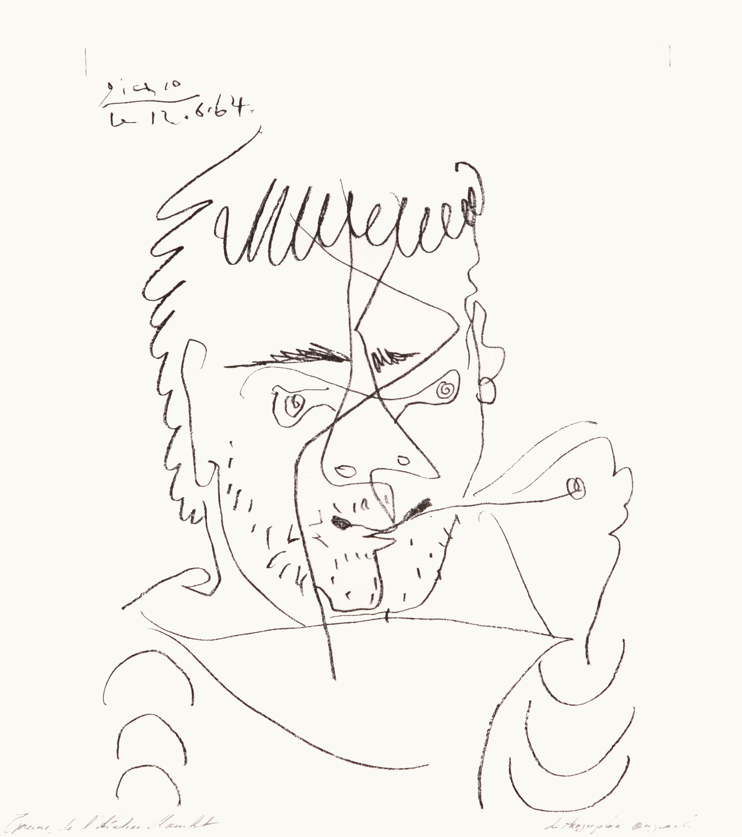Pablo Picasso Portrait Print - The Smoker, Daniel Henri Kahnweiler