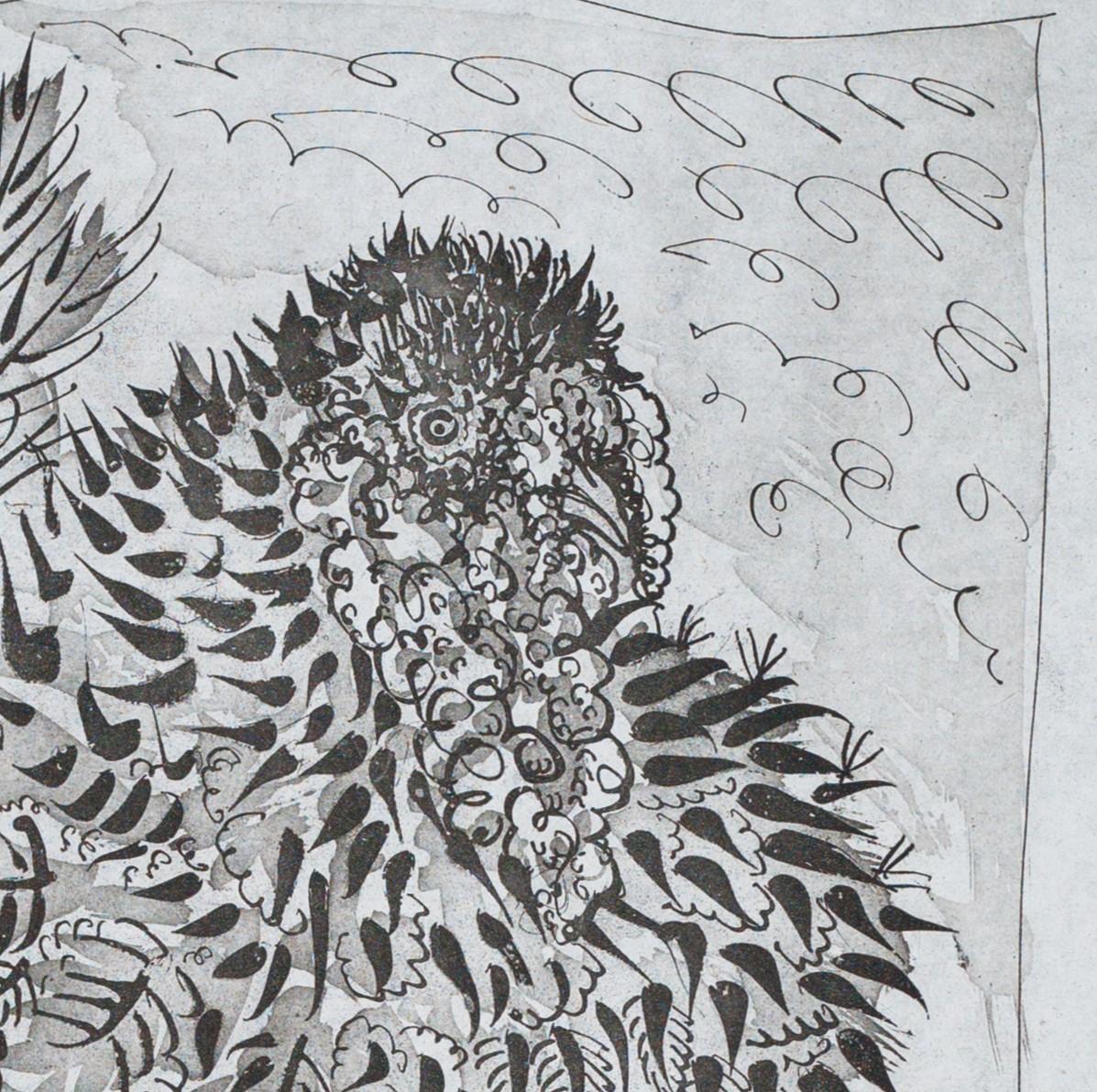 Die Türkei ist ein Aquatinta- und Kaltnadelabzug auf Pergament aus einer der Luxusausgaben von Picassos 1942 erschienener Serie Histoire Naturelle - Textes de Buffon. Das Bild ist 10,8 x 7,9 Zoll groß, unsigniert und in einem zeitgenössischen