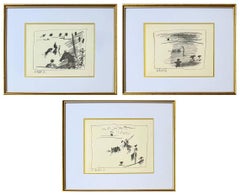 Three Original Lithographs - A Los Toros, Modern, 1961, Framed, Excellent