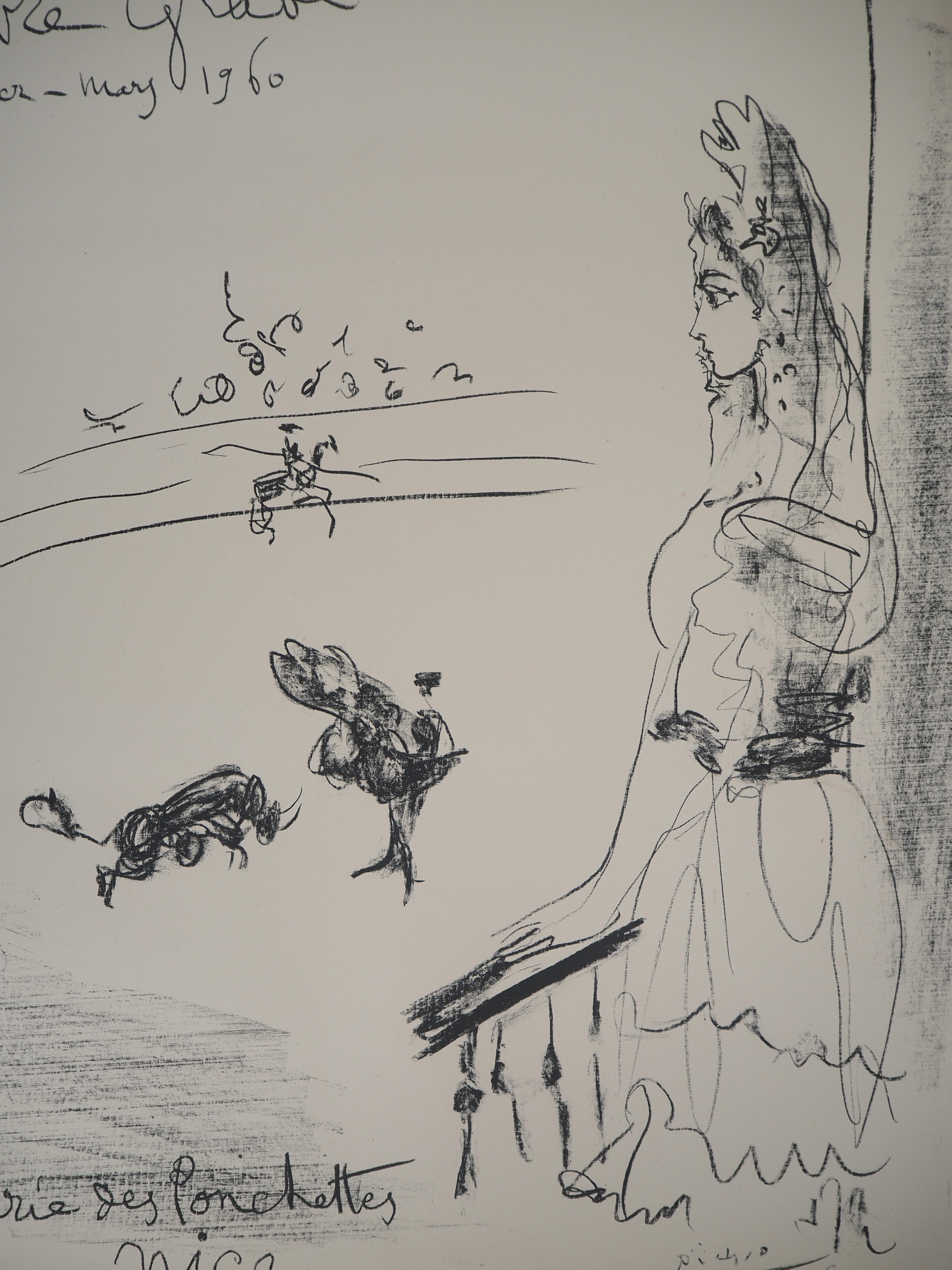 Pablo PICASSO 
Torero's Wife (Galerie des Pochettes), 1960

Original lithograph 
Printed signature in the plate
On Arches vellum 66 x 50 cm (c. 26 x 20 in)
Limited edition of 625 copies, not numbered

REFERENCES : 
- Catalog raisonne Bloch #1289
-