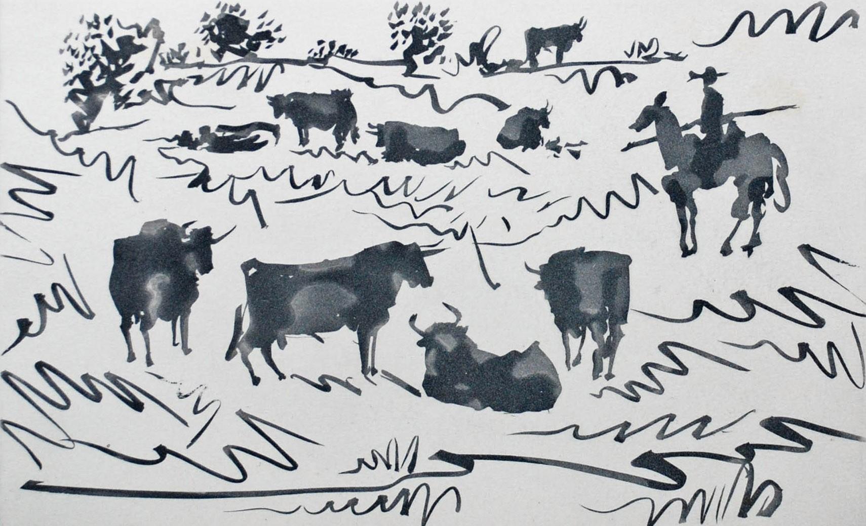 Pablo Picasso Animal Print - Toros en el Campo (Bulls in the Field)
