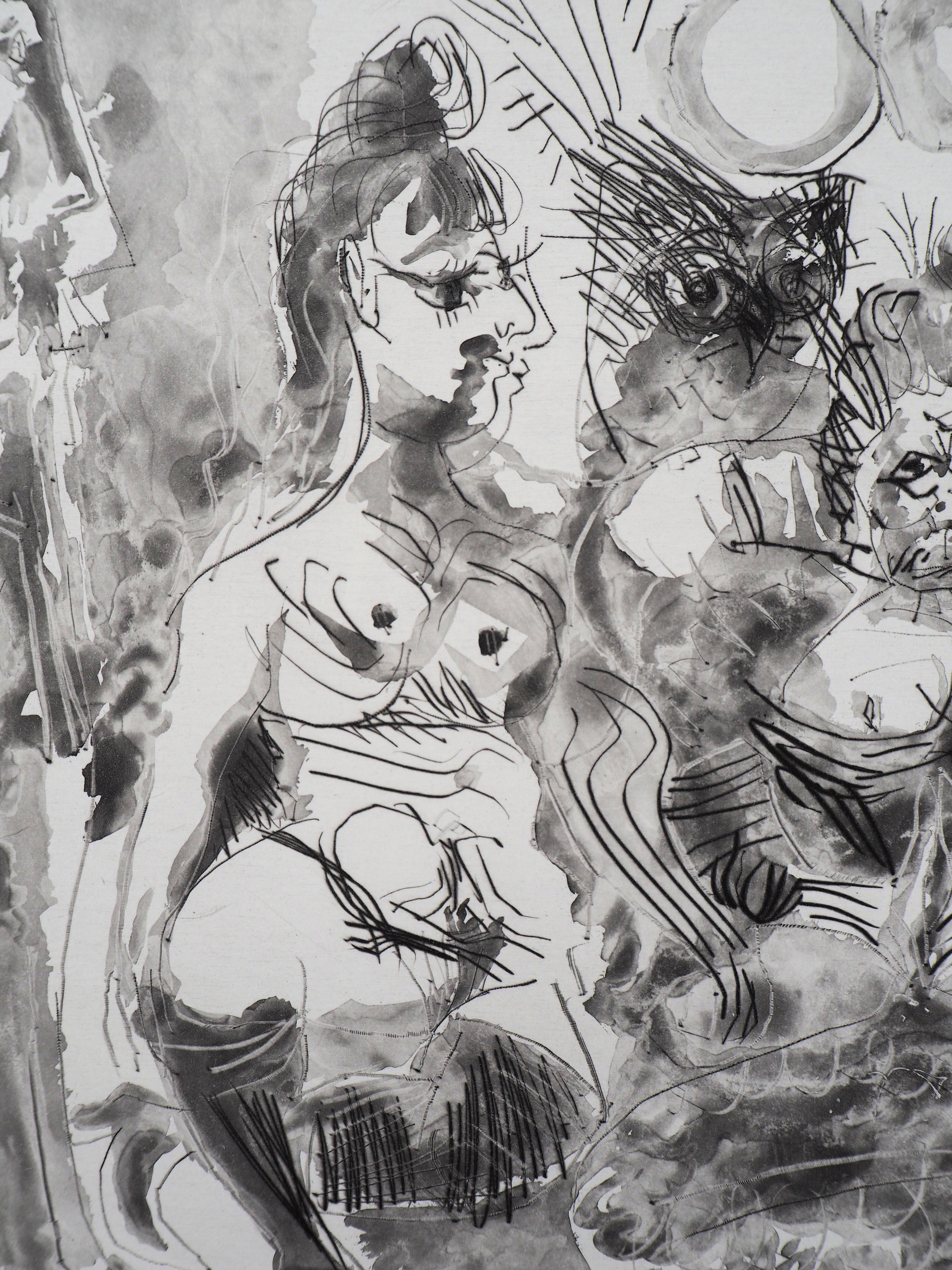 Pablo PICASSO
Tribute to Degas : Three Nudes

Original etching and aquatint
Signed with the artist stamp bottom right
Numbered in pencil 4/50
On vellum 36 x 45 cm (c. 14.5 x 18 inch)

REFERENCES : 
- Catalog raisonne Bloch #2007
- Catalog raisonne