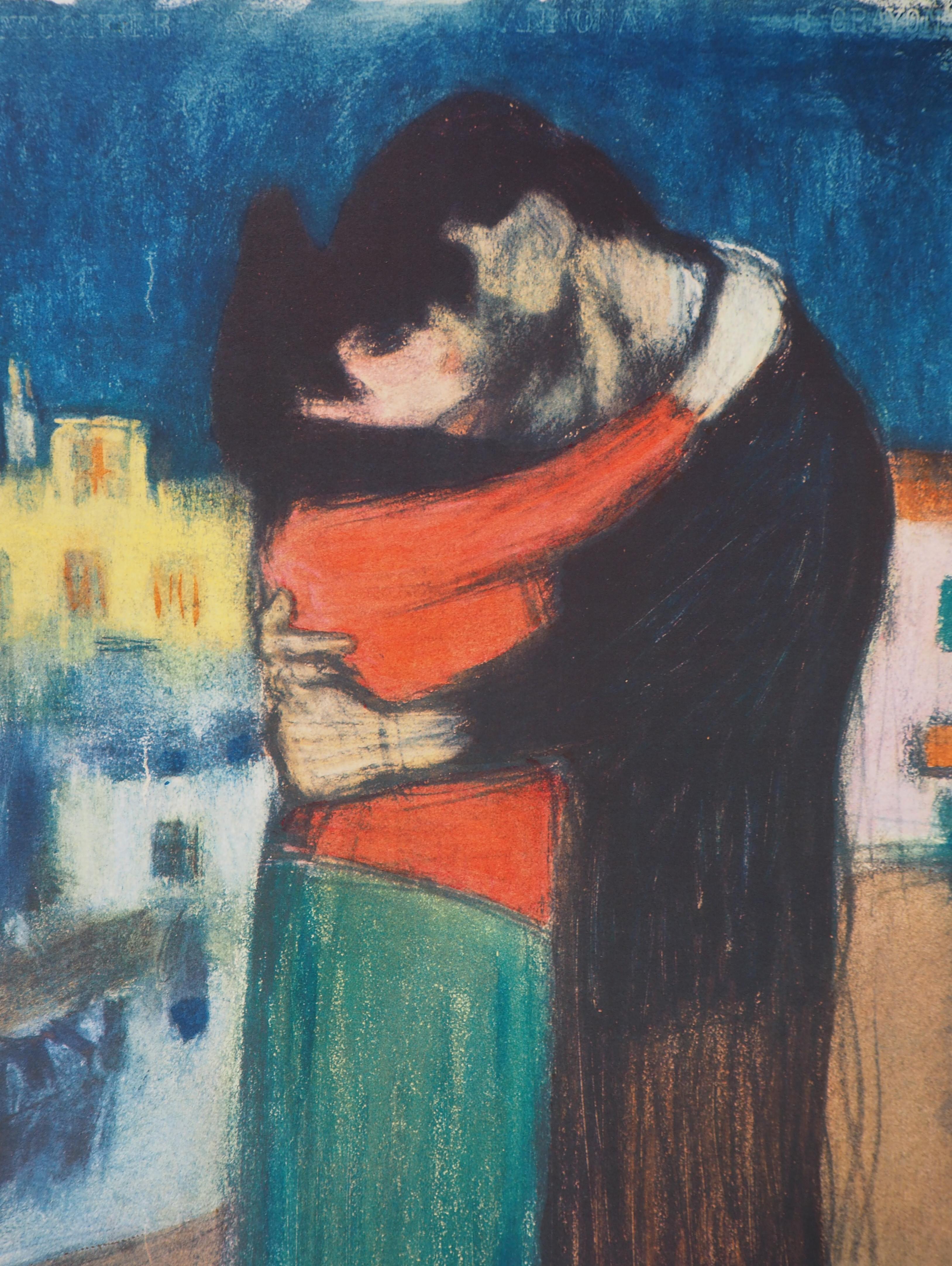 Pablo Picasso (1881-1973) (nach)
Hommage an Toulouse-Lautrec : Verliebtes Paar

Mit Schablone veredelte Lithographie (Jacomet-Verfahren)
Gedruckte Unterschrift auf der Platte
Auf Papier 55,5 x 38 cm
Beglaubigt durch den Stempel des Herausgebers,
