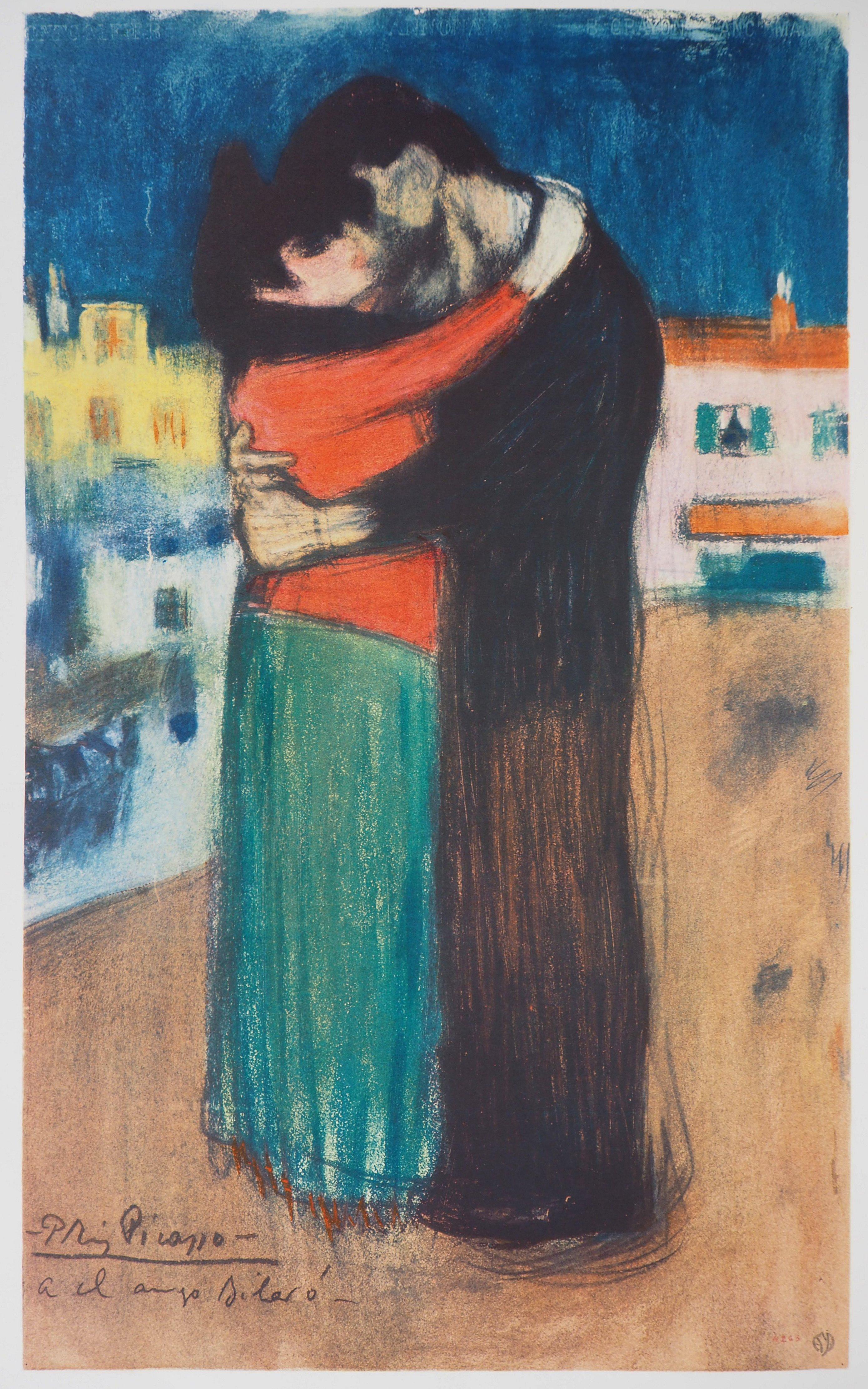 Homenaje a Toulouse Lautrec : Los amantes, el beso - Litografía - Firma impresa - Print Moderno de Pablo Picasso