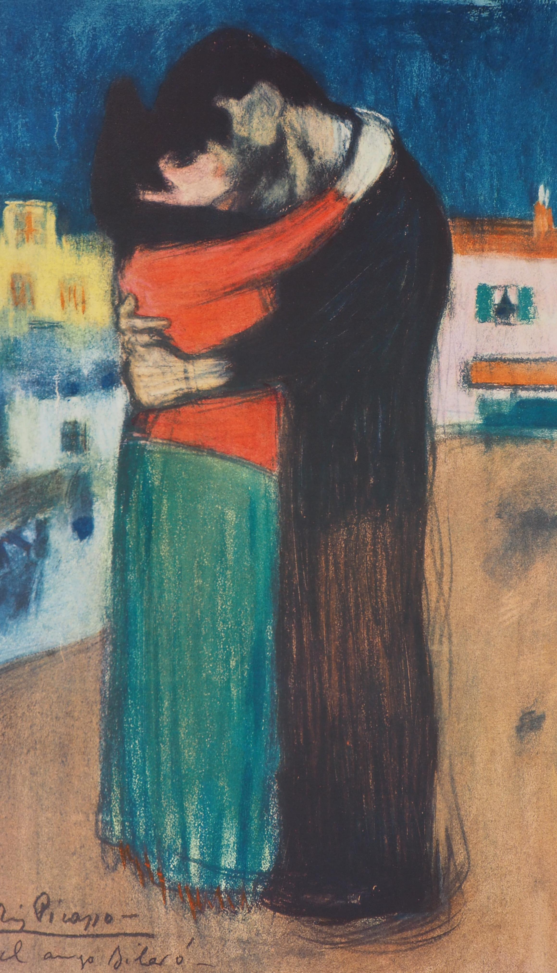 Homenaje a Toulouse Lautrec : Los amantes, el beso - Litografía - Firma impresa - Figurative Print Beige de Pablo Picasso