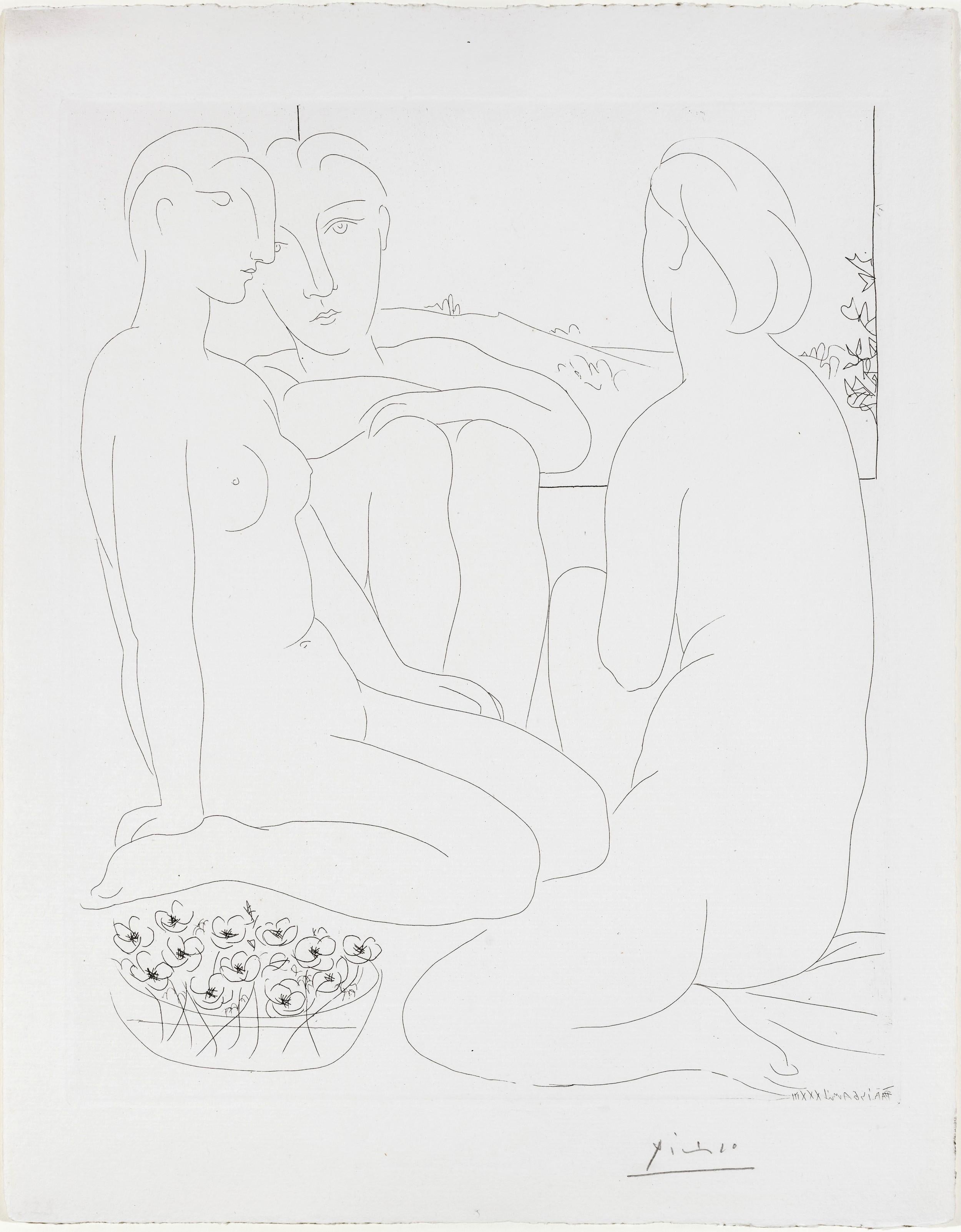 Pablo Picasso Figurative Print - Trois femmes nues près d'une fenêtre