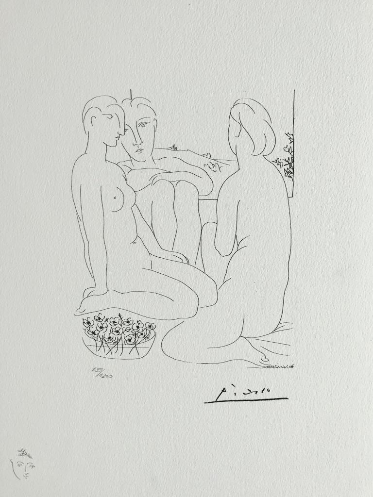 Trois femmes nues près d'une fenêtre (Suite Vollard Planche LXVII) - Print by Pablo Picasso