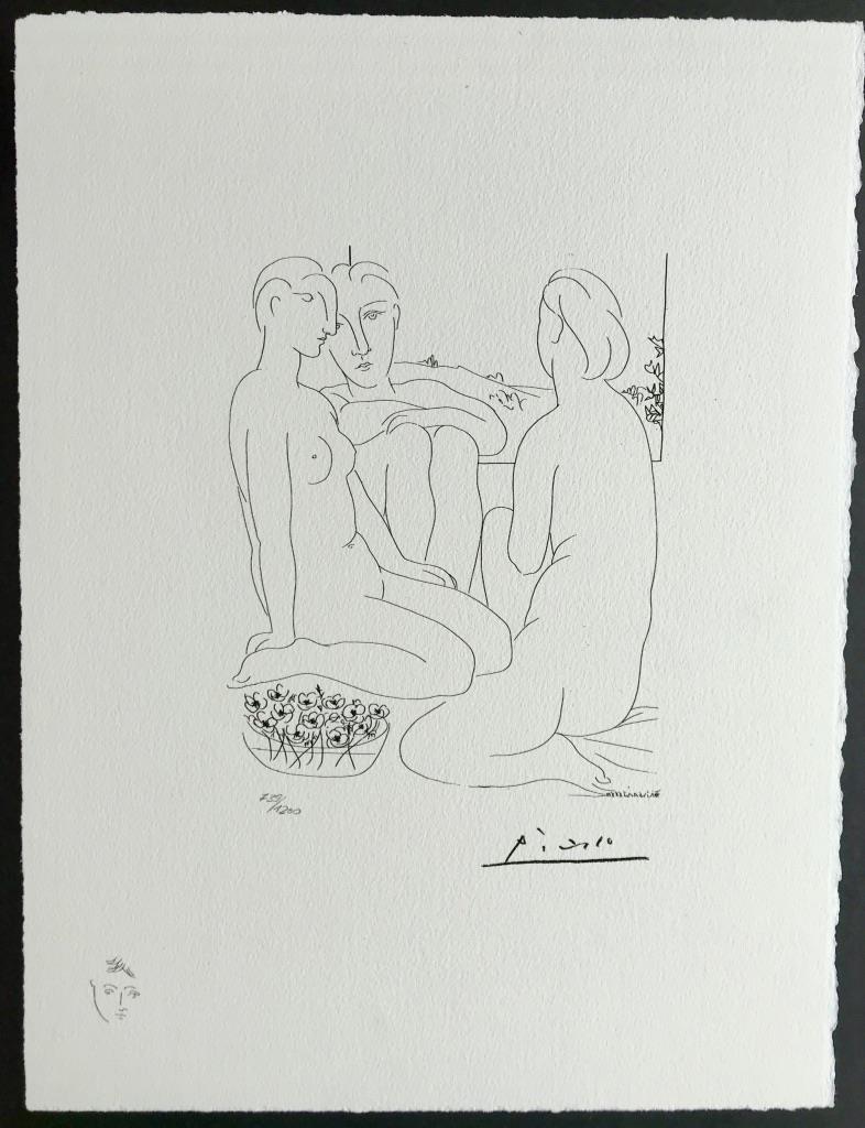 Trois femmes nues près d'une fenêtre (Suite Vollard Planche LXVII) - Contemporary Print by Pablo Picasso