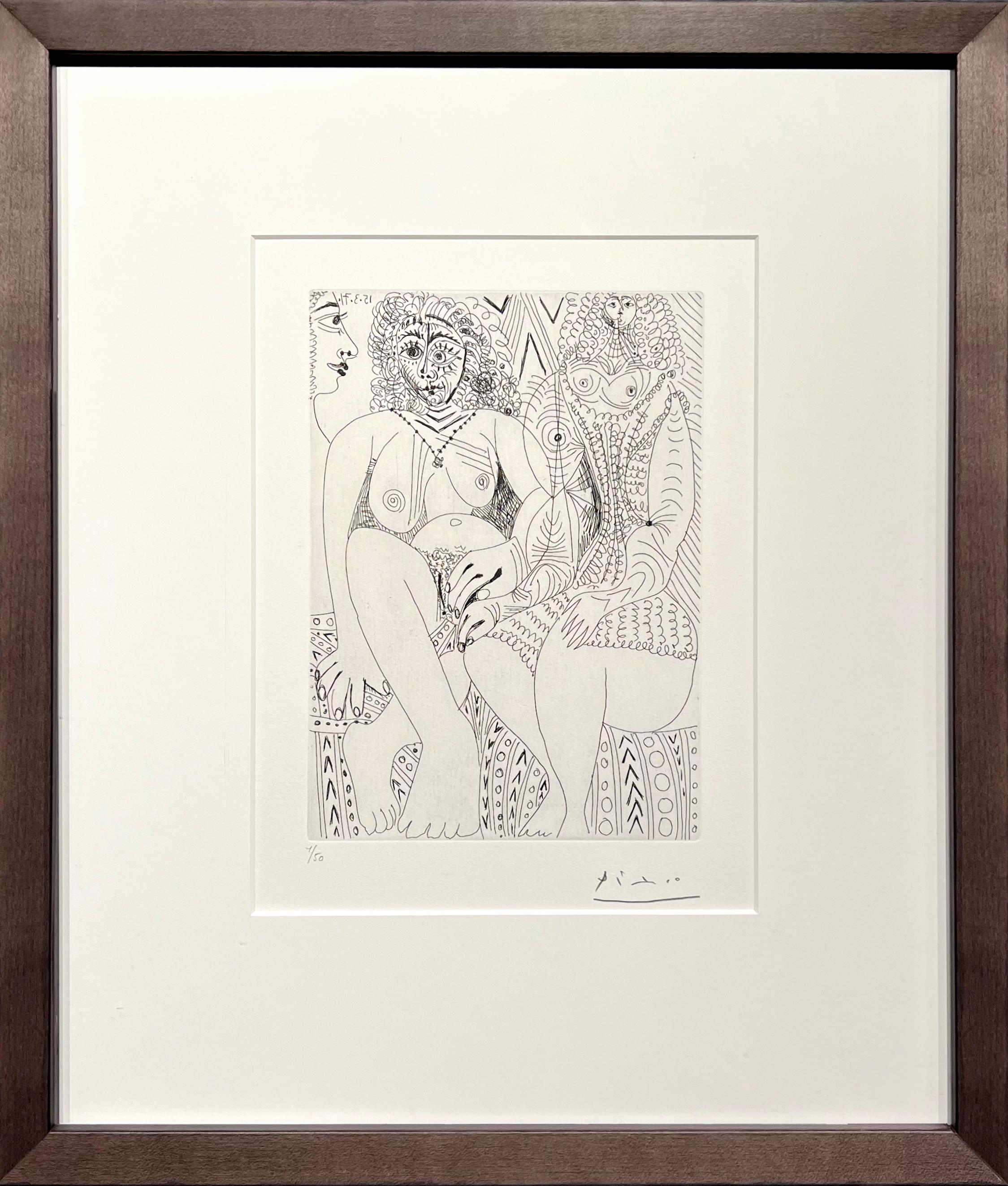 Portrait Print Pablo Picasso - 
Trois filles, dont une en chemise tricotée
