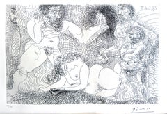 Trois Hommes se Disputant une Femme Devant un Emir-Etching by Pablo Picasso-1966