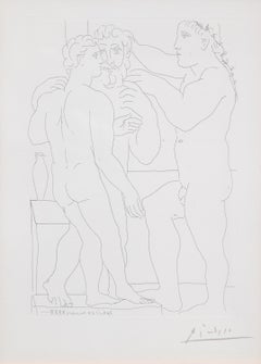 Dos hombres esculpidos (de la Serie Vollard) - Aguafuerte figurativo sobre papel, 1933
