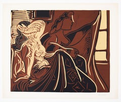 Two Women by the Window - Spanish Linocut