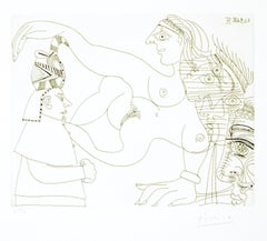 Untitled, 21.9.68.IV. - Original b/w Etching by Pablo Picasso - 1968