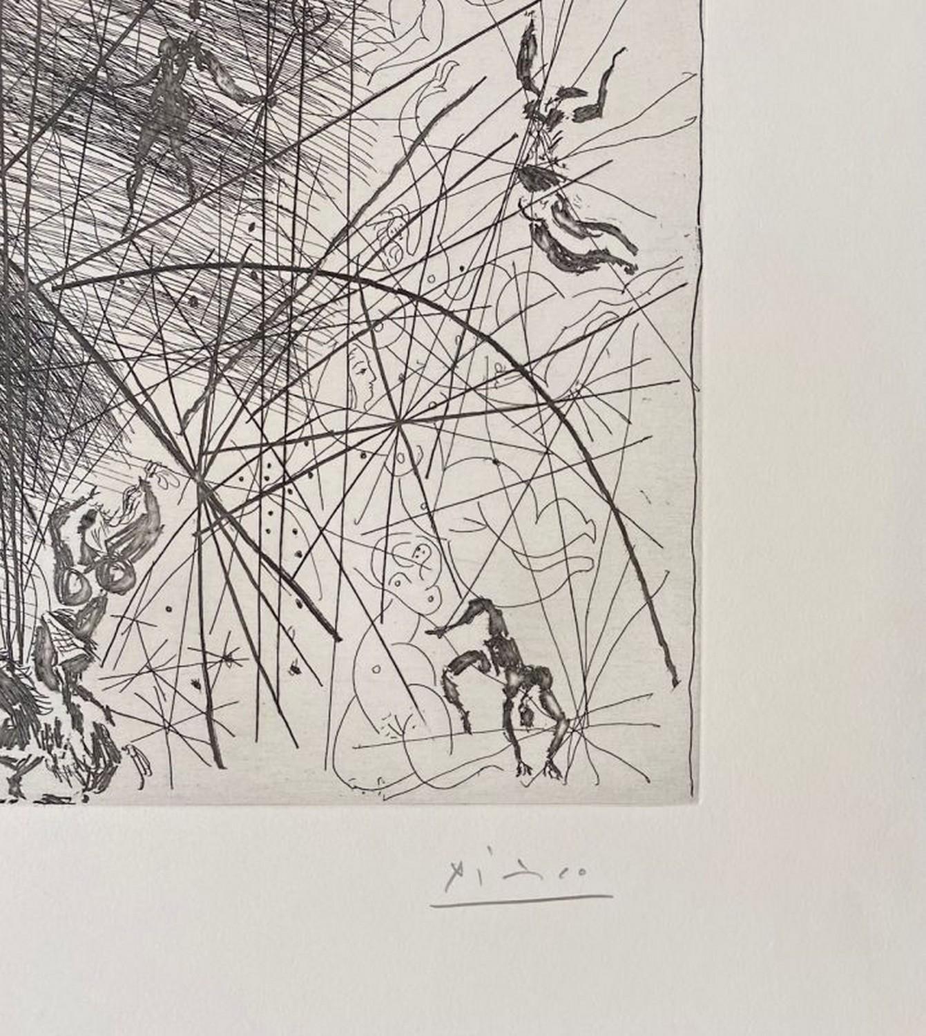 Vieux bouffon contemplant des acrobates I  - Print by Pablo Picasso
