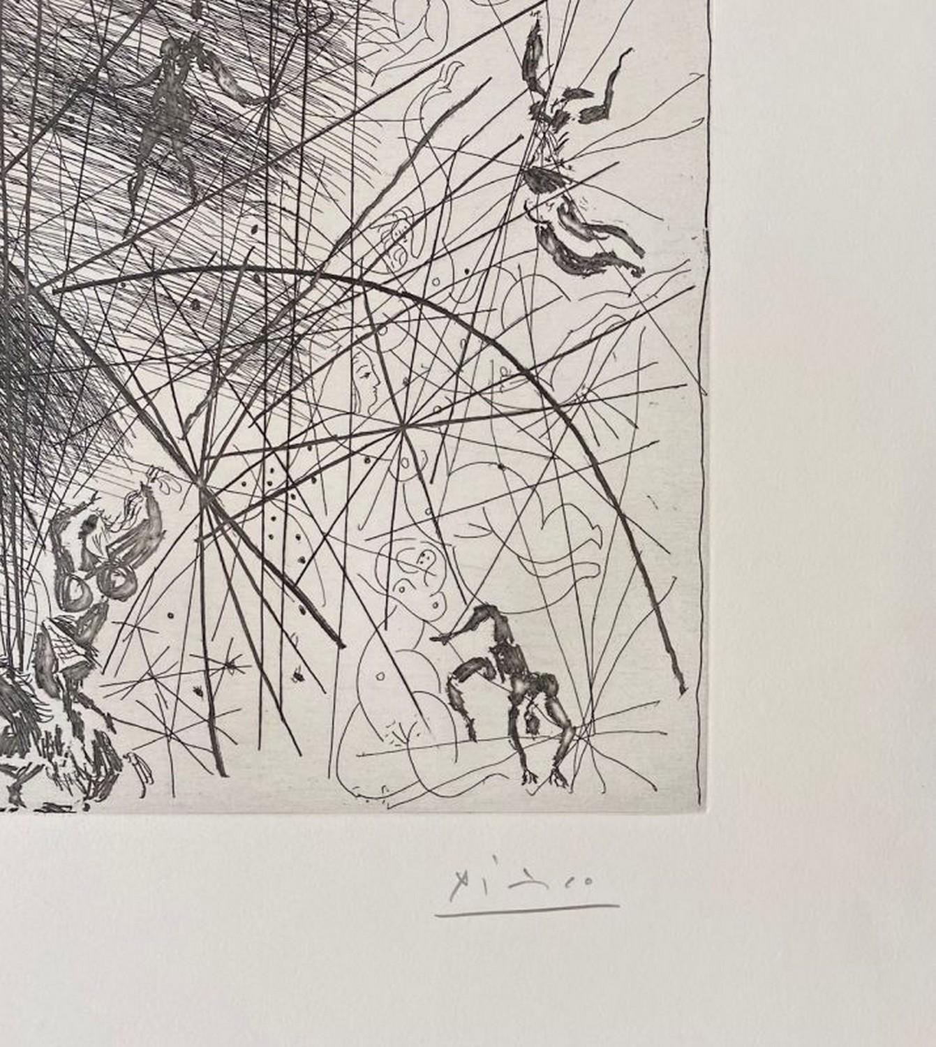 Vieux bouffon contemplant des acrobates I - Print by Pablo Picasso