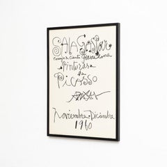 Vintage Exhibition Lithographic Black and WhitePoster Aster Pablo Picasso, 1960s