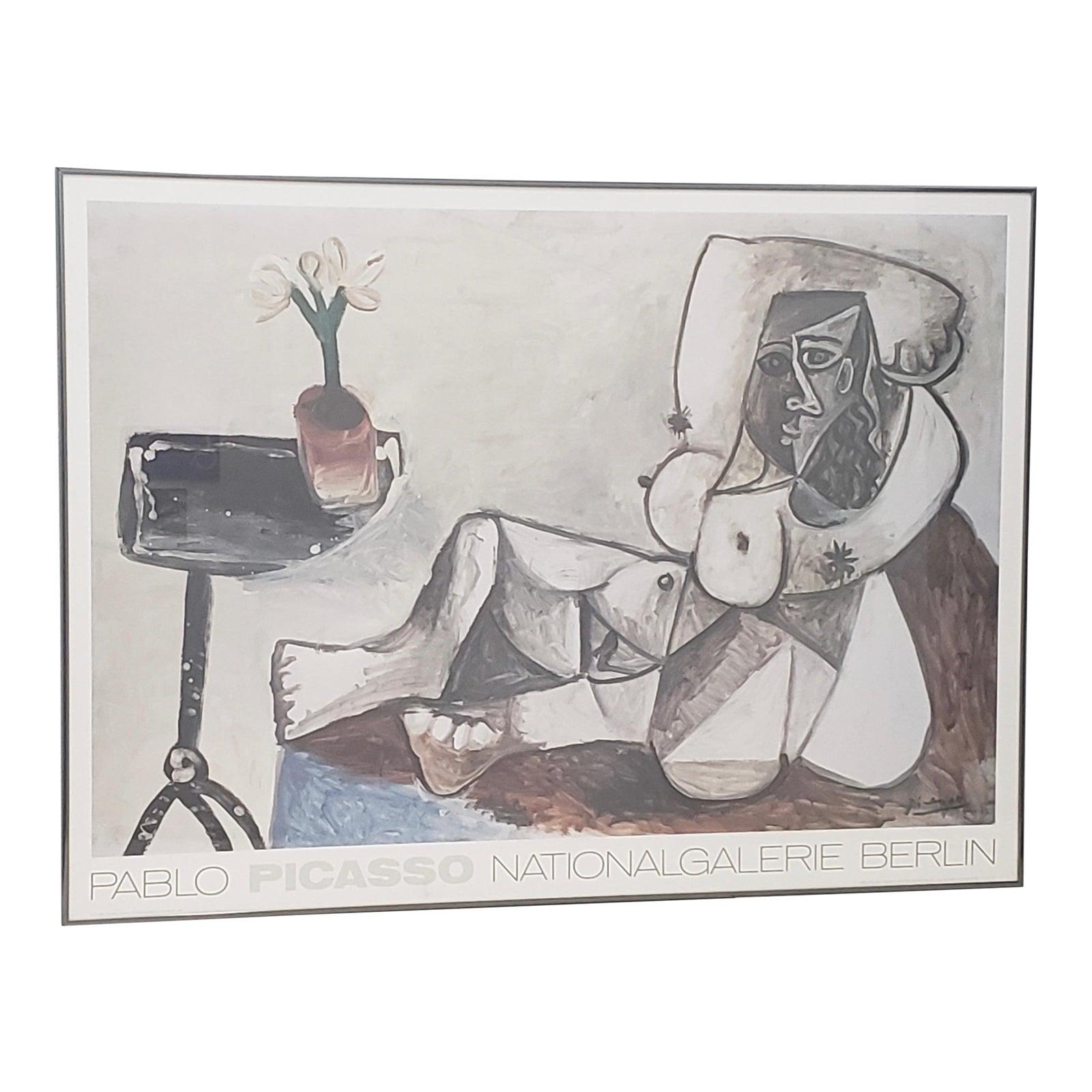 Figurative Print de Pablo Picasso - Cartel Vintage a Gran Escala de la Exposición de Picasso "Galería Nacional, Berlín" C.1989