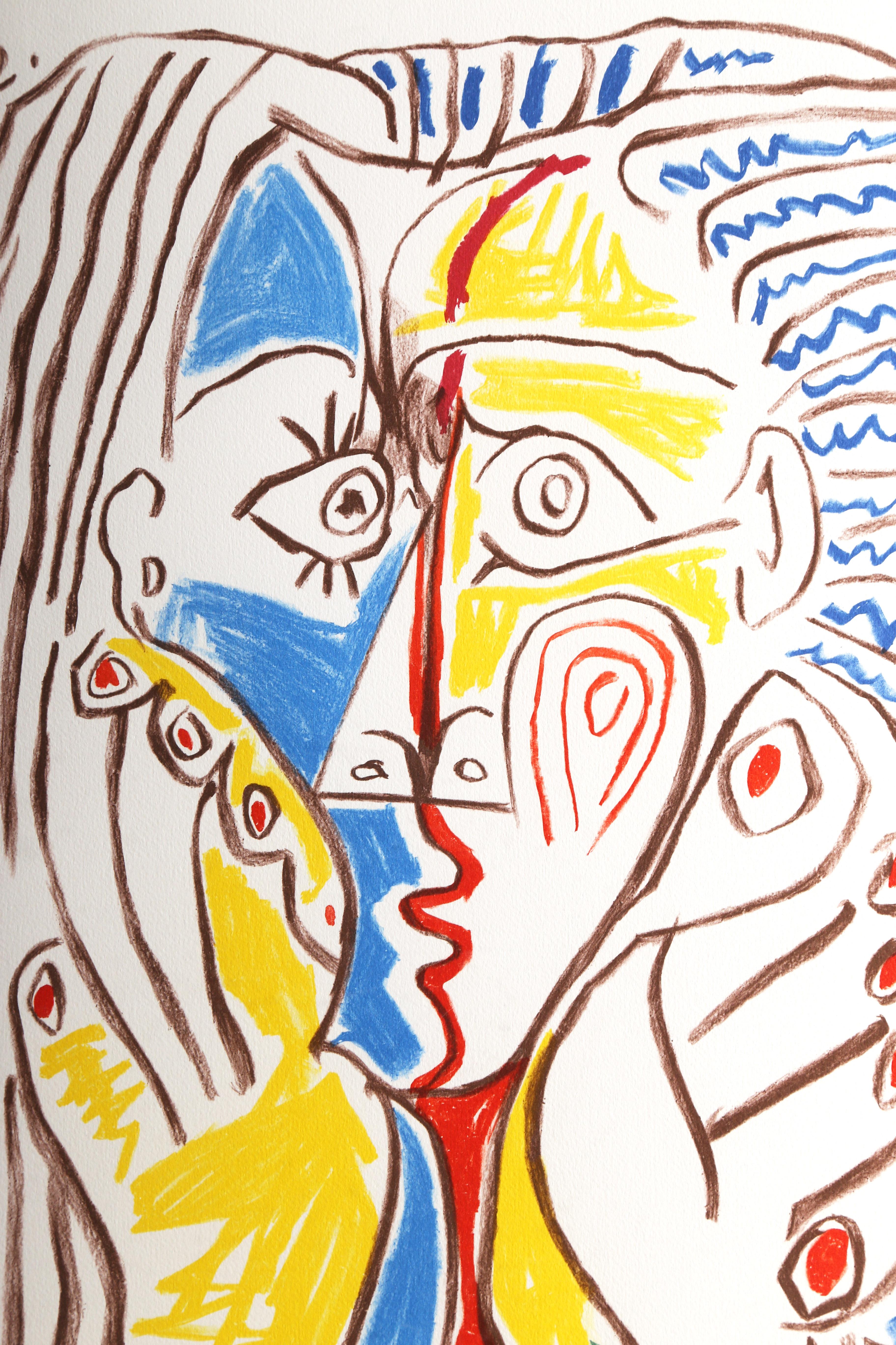 Visage, lithographie de portrait cubiste d'après Pablo Picasso 2