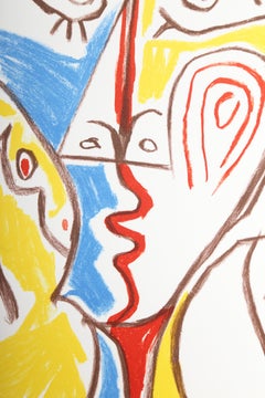 Visage, Cubist Portrait Lithograph after Pablo Picasso