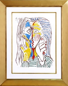 Visage, Cubist Portrait Lithograph after Pablo Picasso