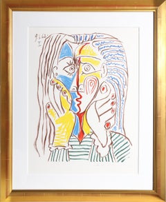 Retro Visage, Cubist Portrait Lithograph after Pablo Picasso