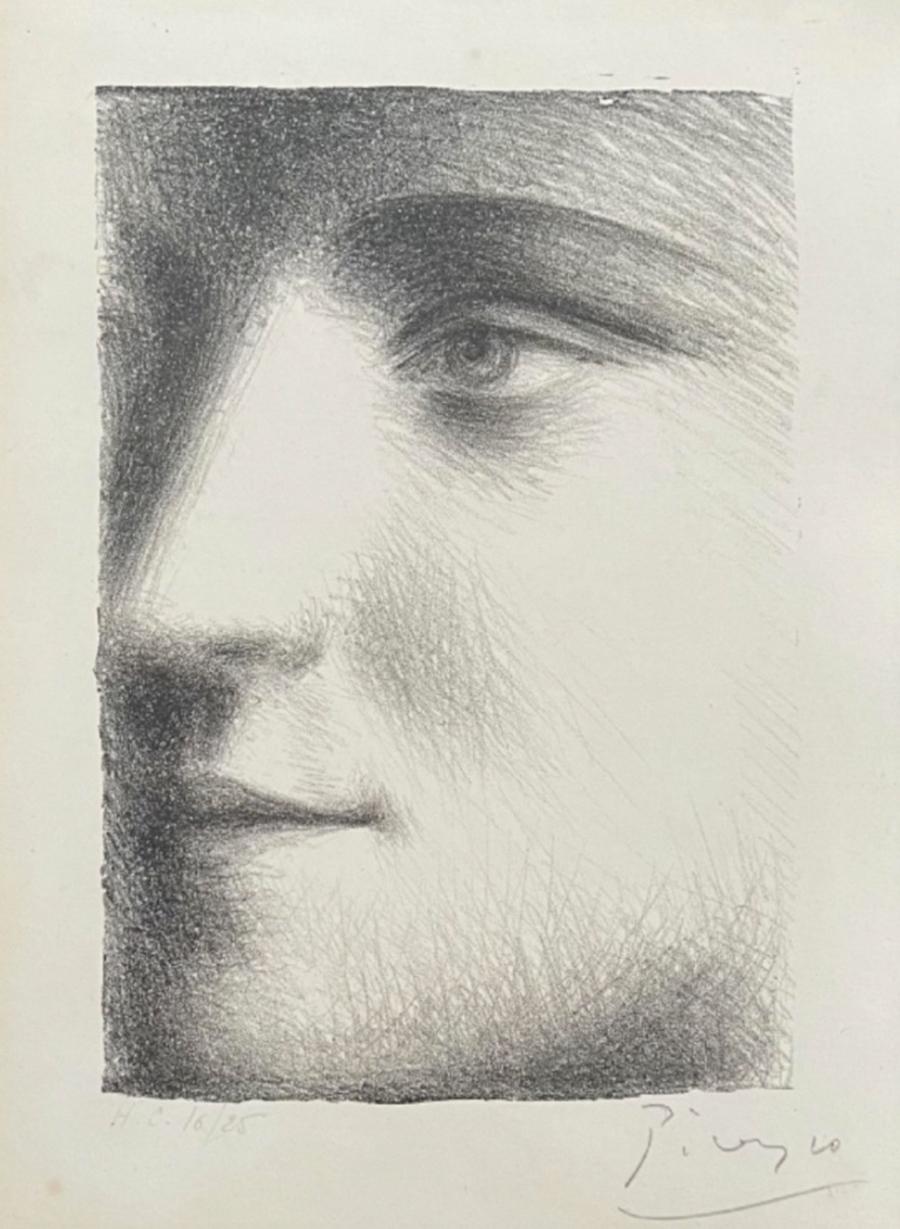 This early lithograph drawing by Pablo Picasso was created in 1928, depicting the artist's lover and muse, Marie-Thérèse Walter. It is printed on Japanese paper and a proof edition HC 16 of 25 aside from an edition of 120. There was also a numbered