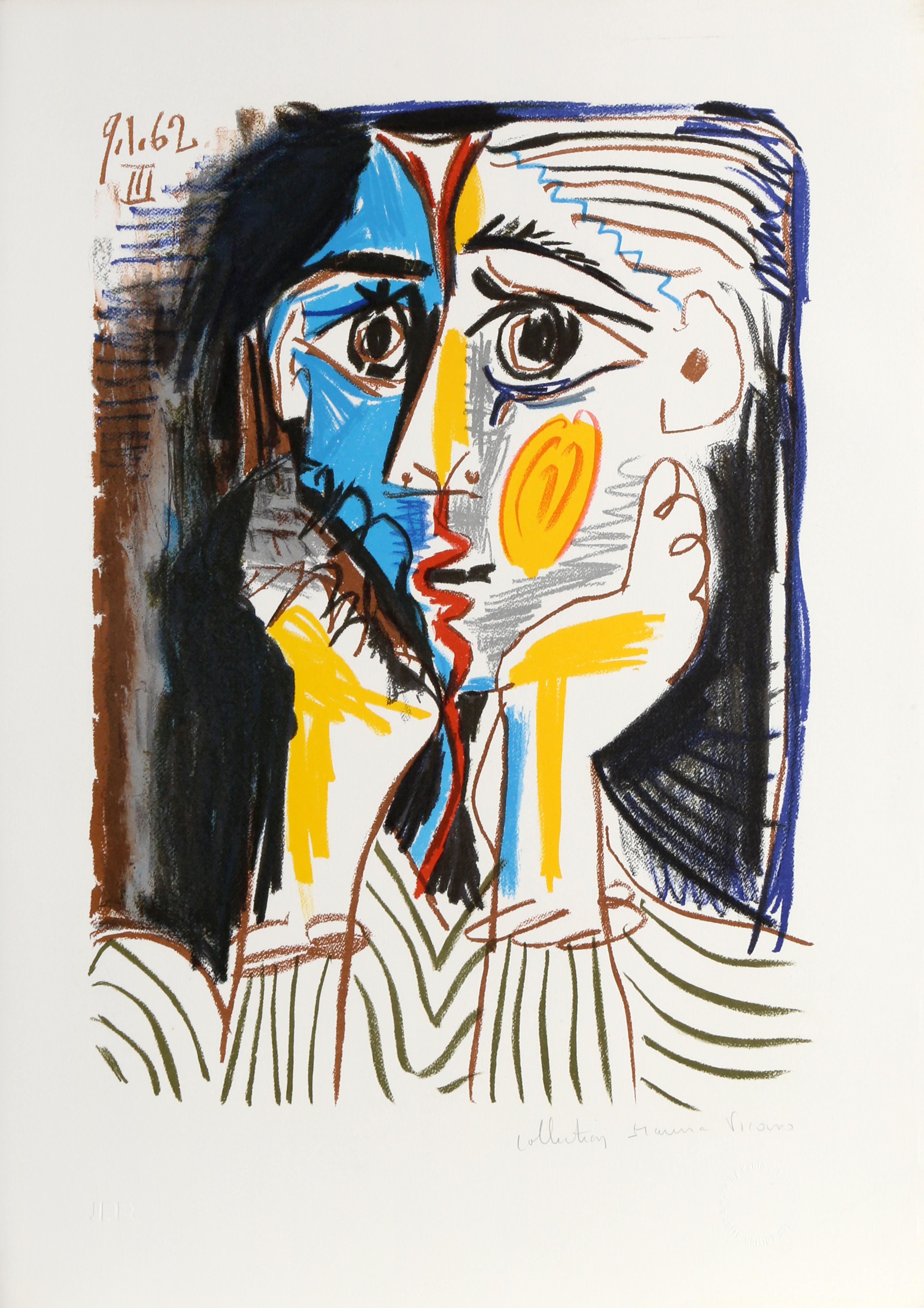 Visage, litografía cubista (after) Pablo Picasso