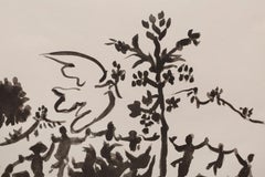 "Vive le Paix (Long Live Peace)", Lithograph, Black on White, Dancing, Movement