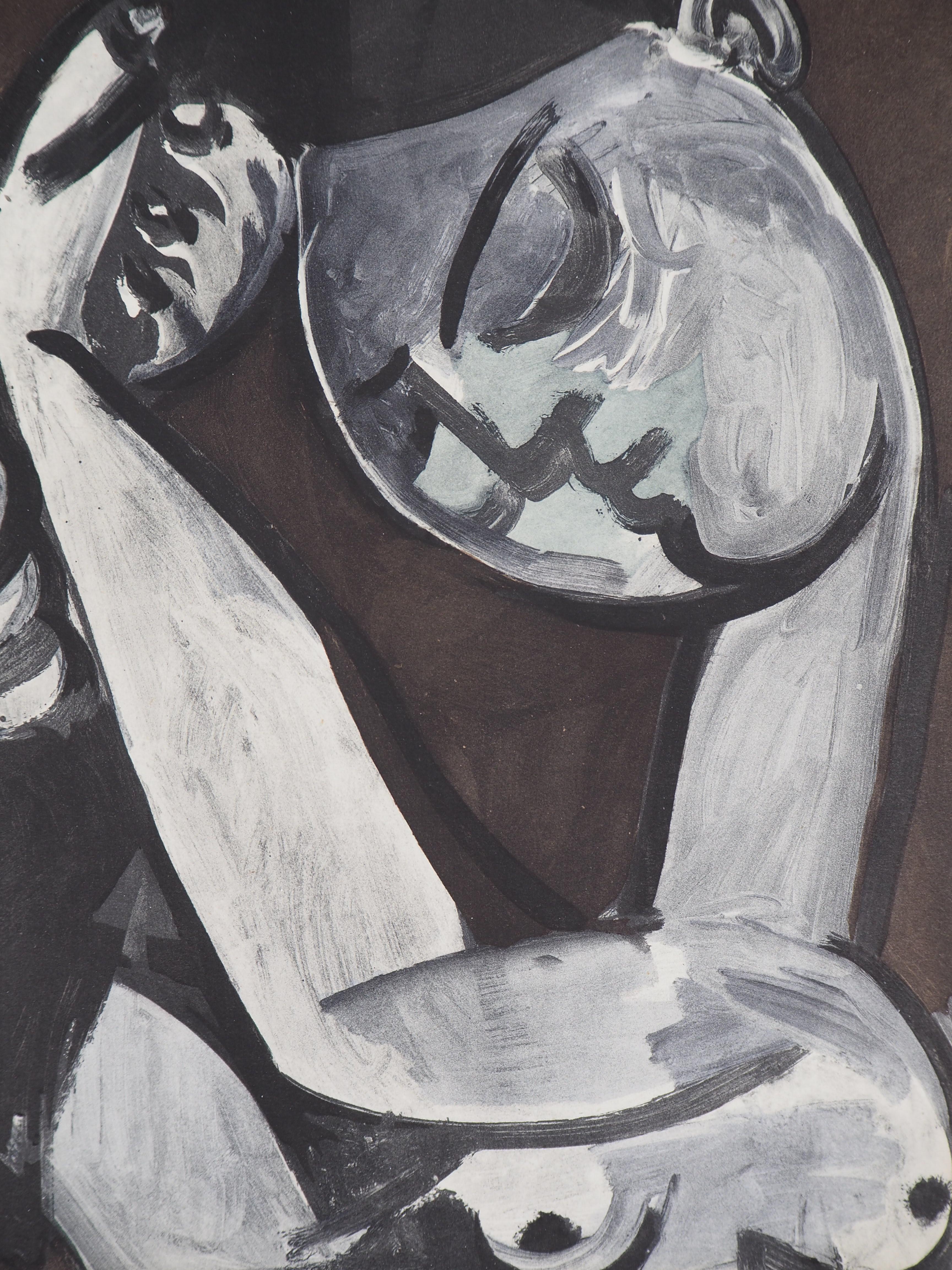 Woman Combing her Hair - Lithograph, Plate signed - 1956 For Sale 2