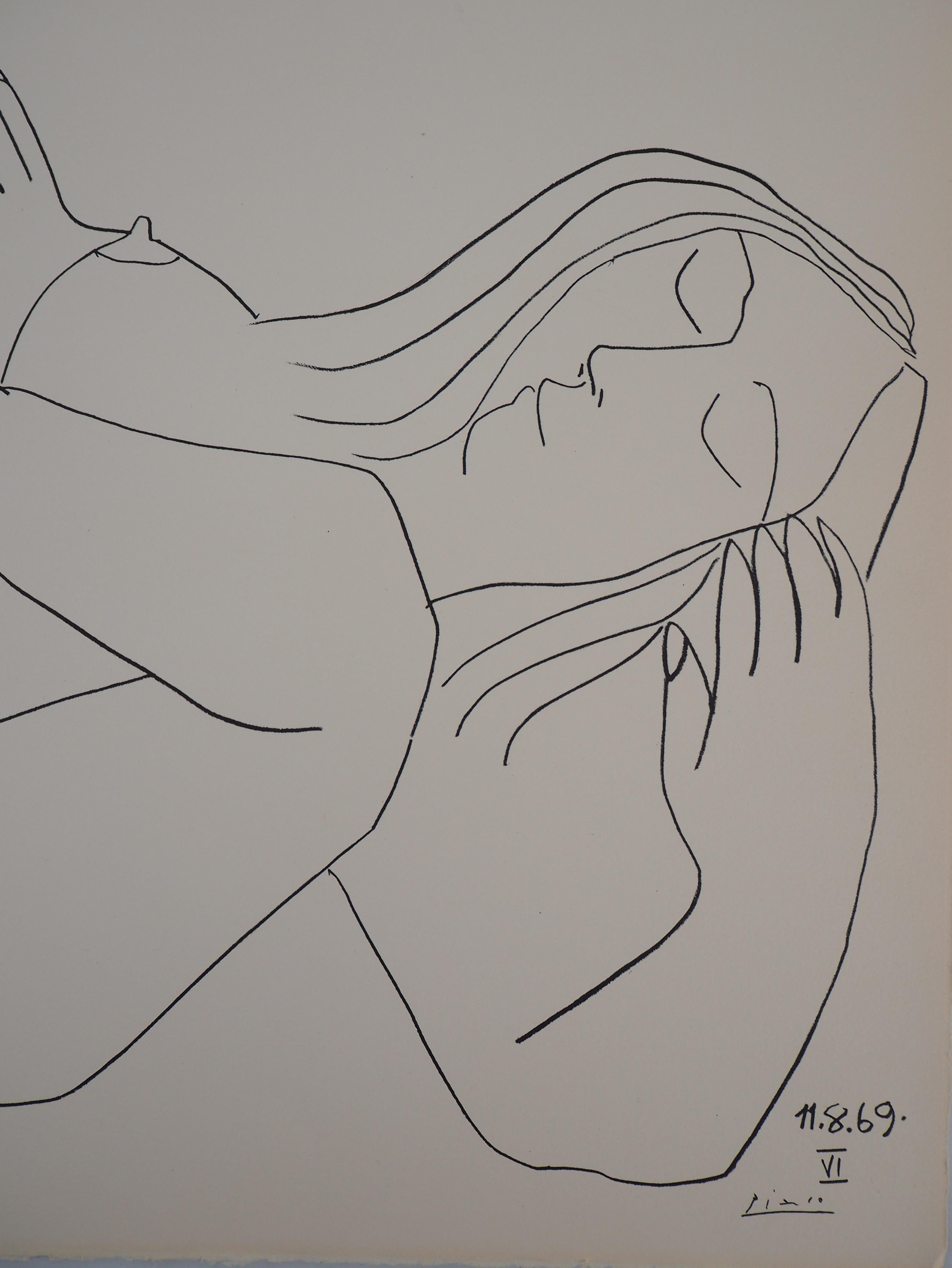 Woman Resting - Lithograph (Mourlot 1971) - Gray Figurative Print by Pablo Picasso
