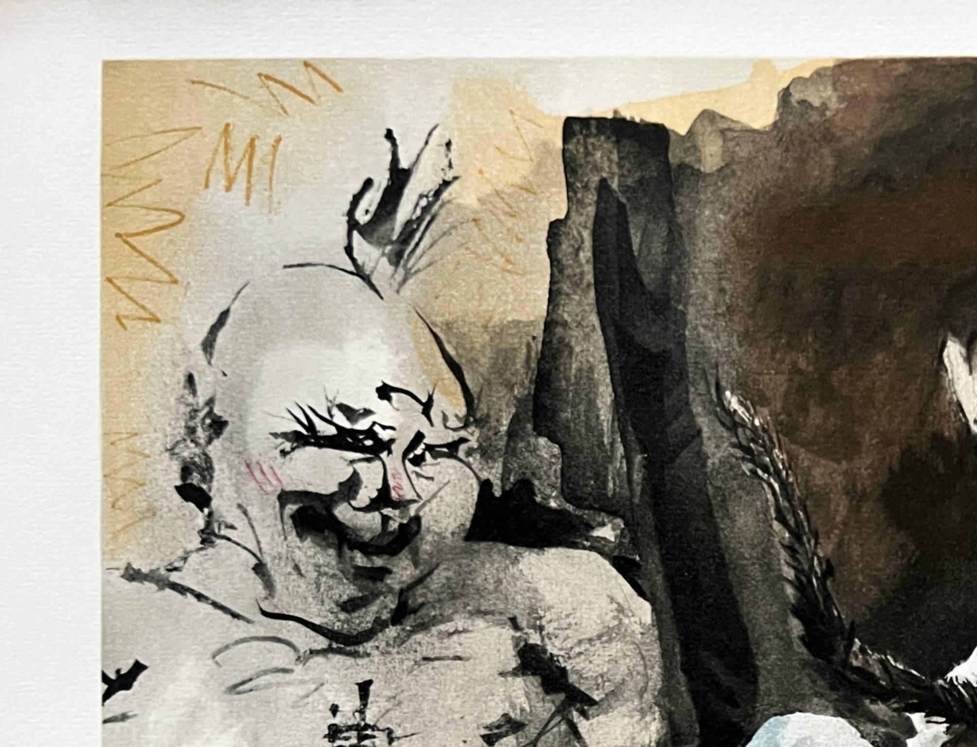 Frau mit Affen – Print von Pablo Picasso