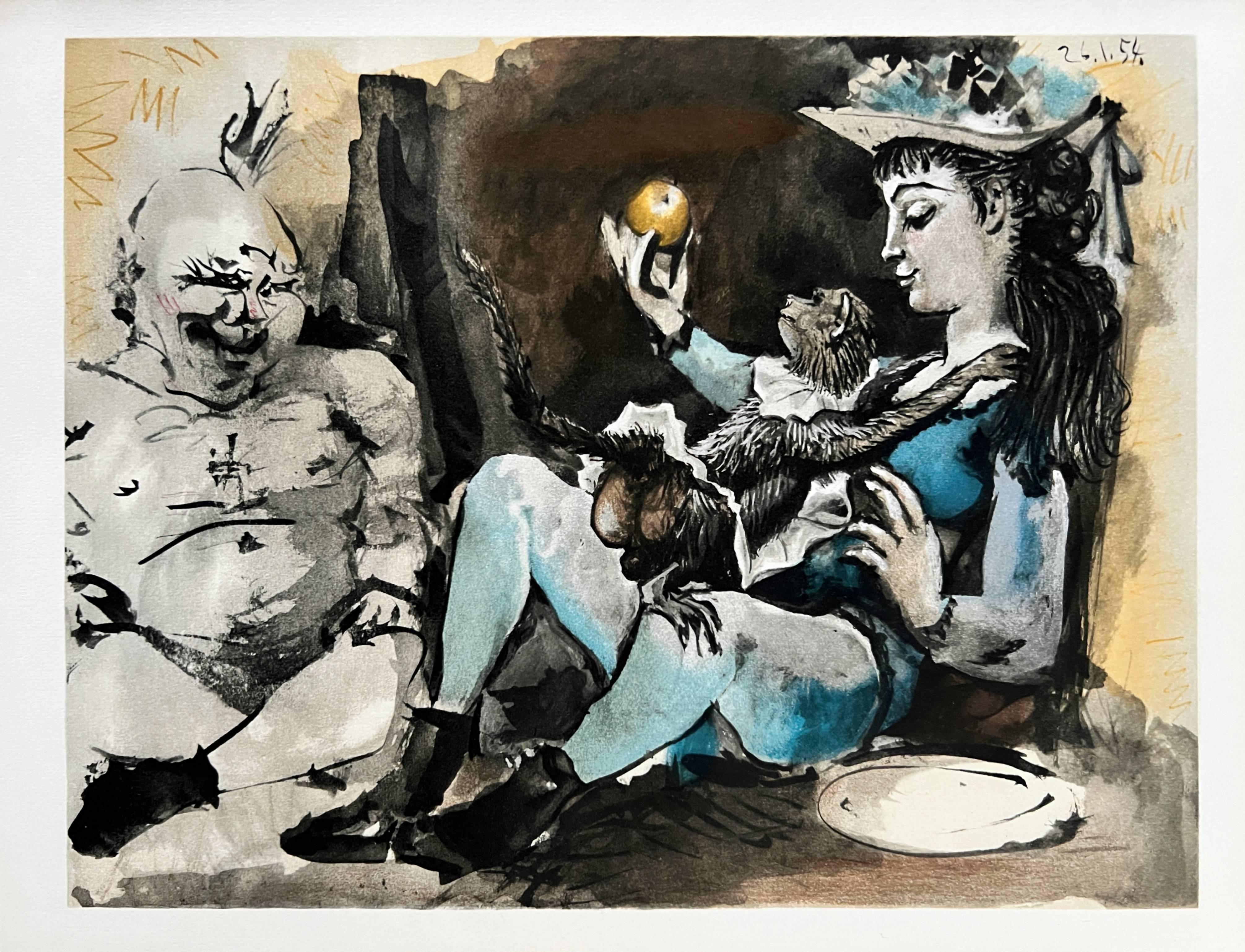 Woman with Monkey - Print by Pablo Picasso