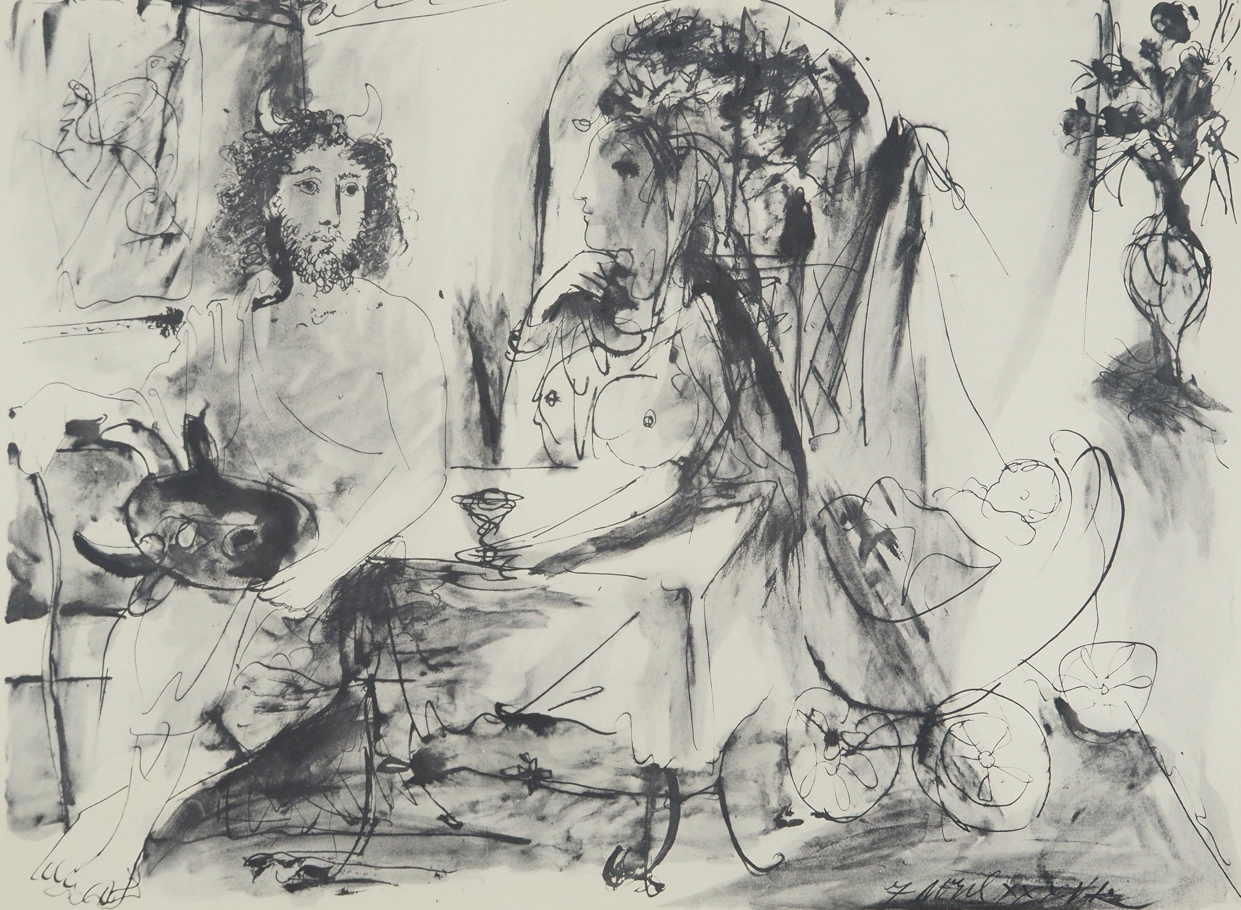 Joven fauve y una mujer - Litografía y plantilla - Print de Pablo Picasso