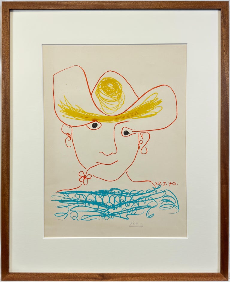 Pablo Picasso "Young Spanish Peasant" 1970 Pablo Picasso Hand Signed Color Lithograph /150