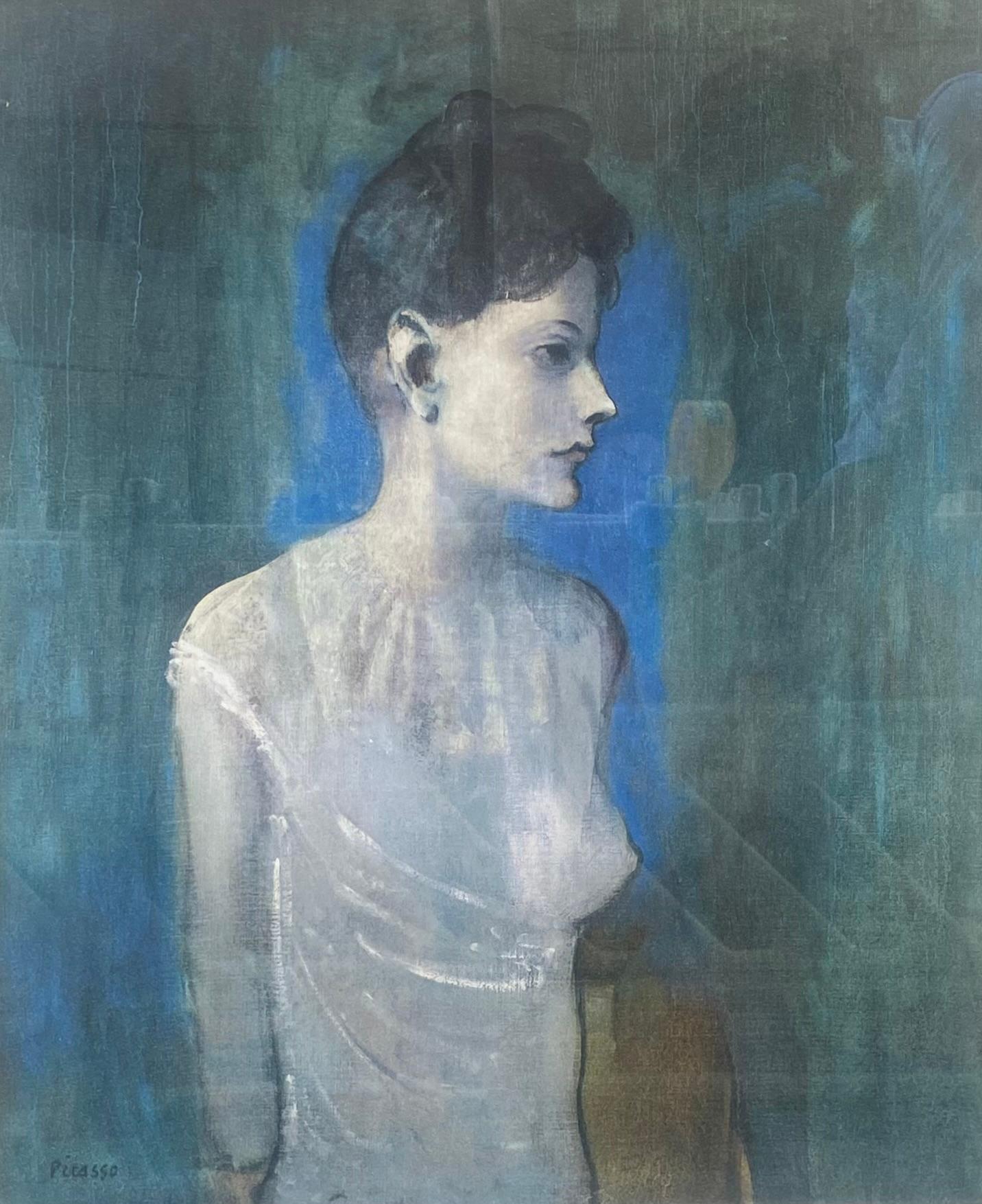 Die junge Frau – Farblithographie von Pablo Picasso von einer stehenden kubistischen Frau im Angebot 3