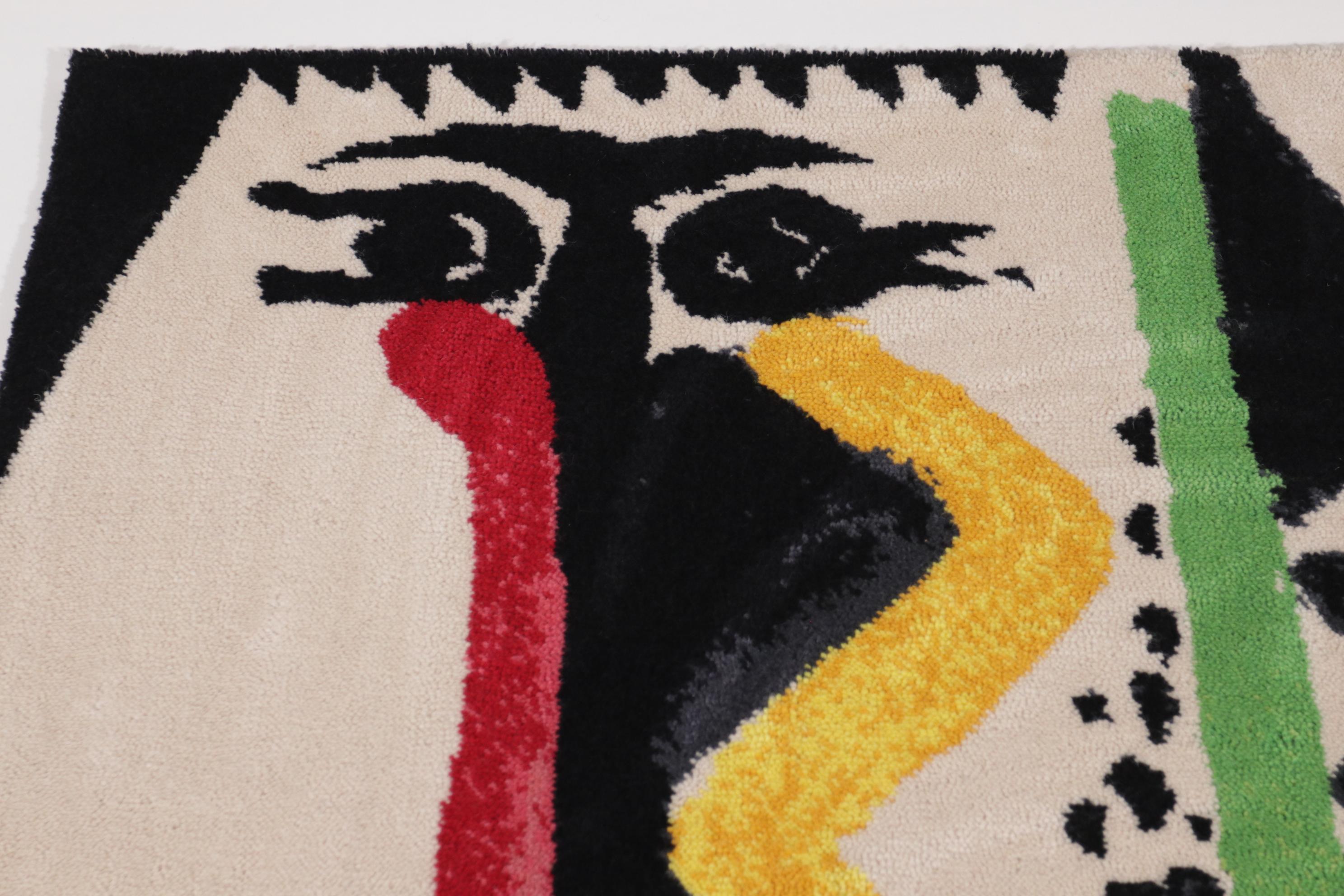 This beautiful rug was made by the Dutch brand Desso under the license of succession of Pablo Picasso. Made in a limited edition this is 219 of 500.
Name of the painting: Tête d’homme
Original Painted in: 1964
Present Location: Private
