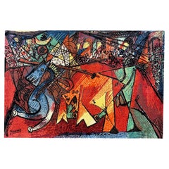 Retro Pablo Picasso "Running of the Bulls" 1994 Ege Axminster Wool Rug