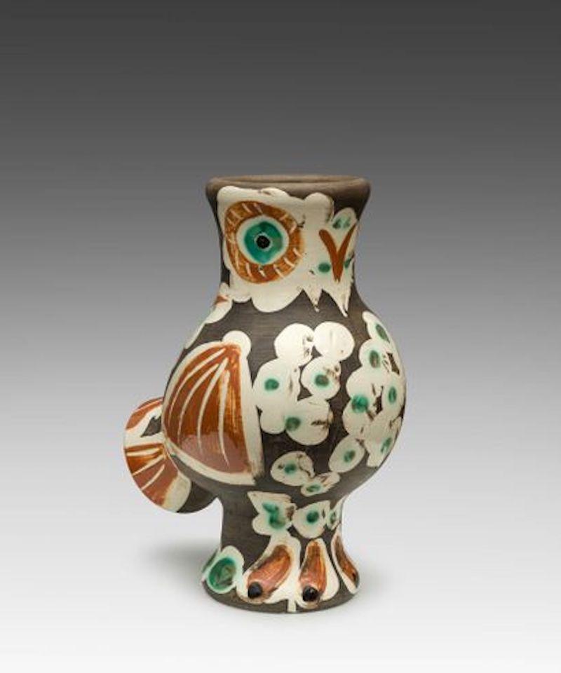 Pablo Picasso Abstract Sculpture - Chouette, Owl, Picasso, 1960's, earthenware, pitcher, edition, design, abstract