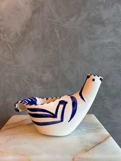 Colombe Skulptur: Keramik mit blauer und schwarzer Glasur, signiert, 1959