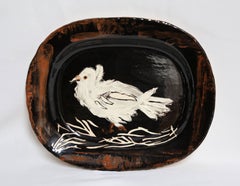 Colombe sur lit de paille, Ceramic Plate by Pablo Picasso 1949